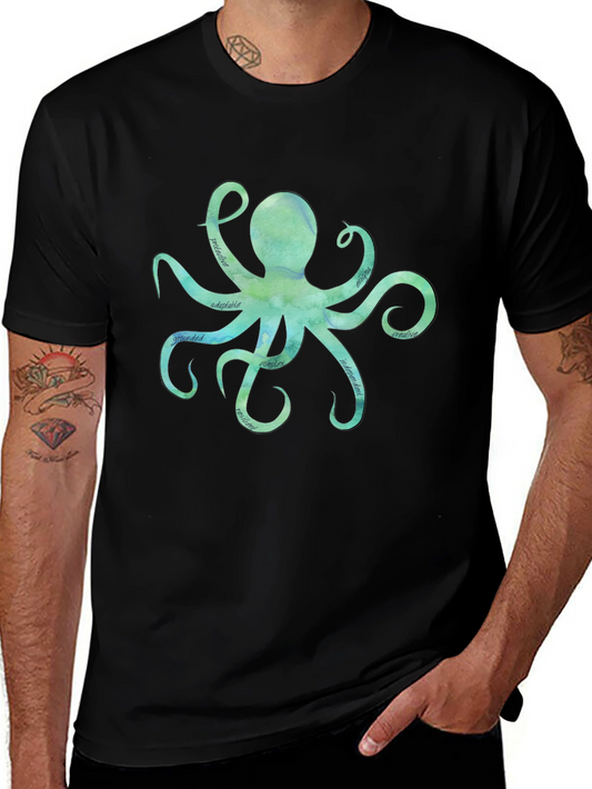 Watercolor Octopus Graphic Tee - Sea Life Shirt