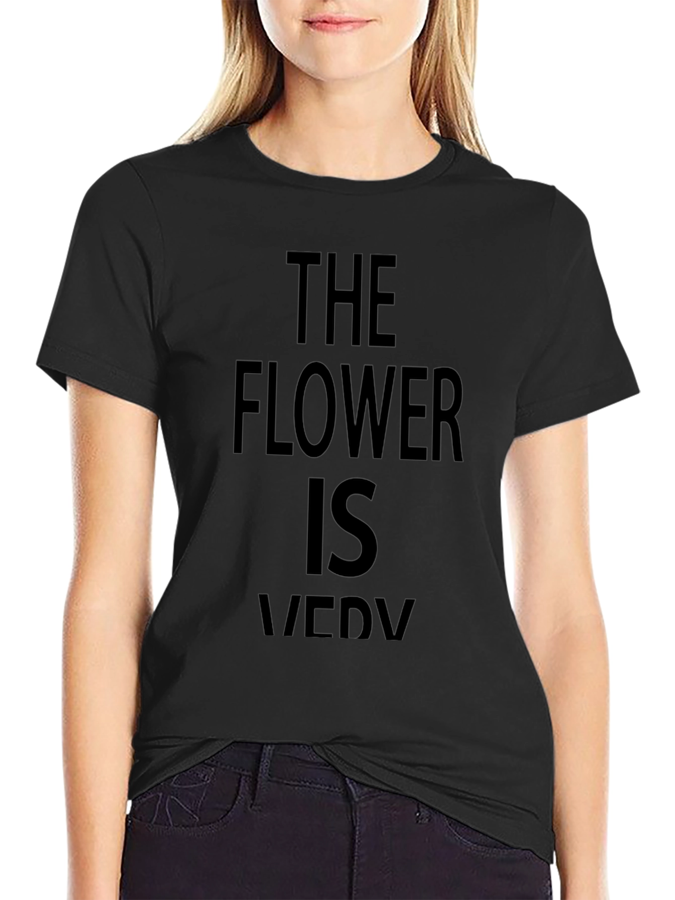 The Flower is Very Funny Black T-Shirt