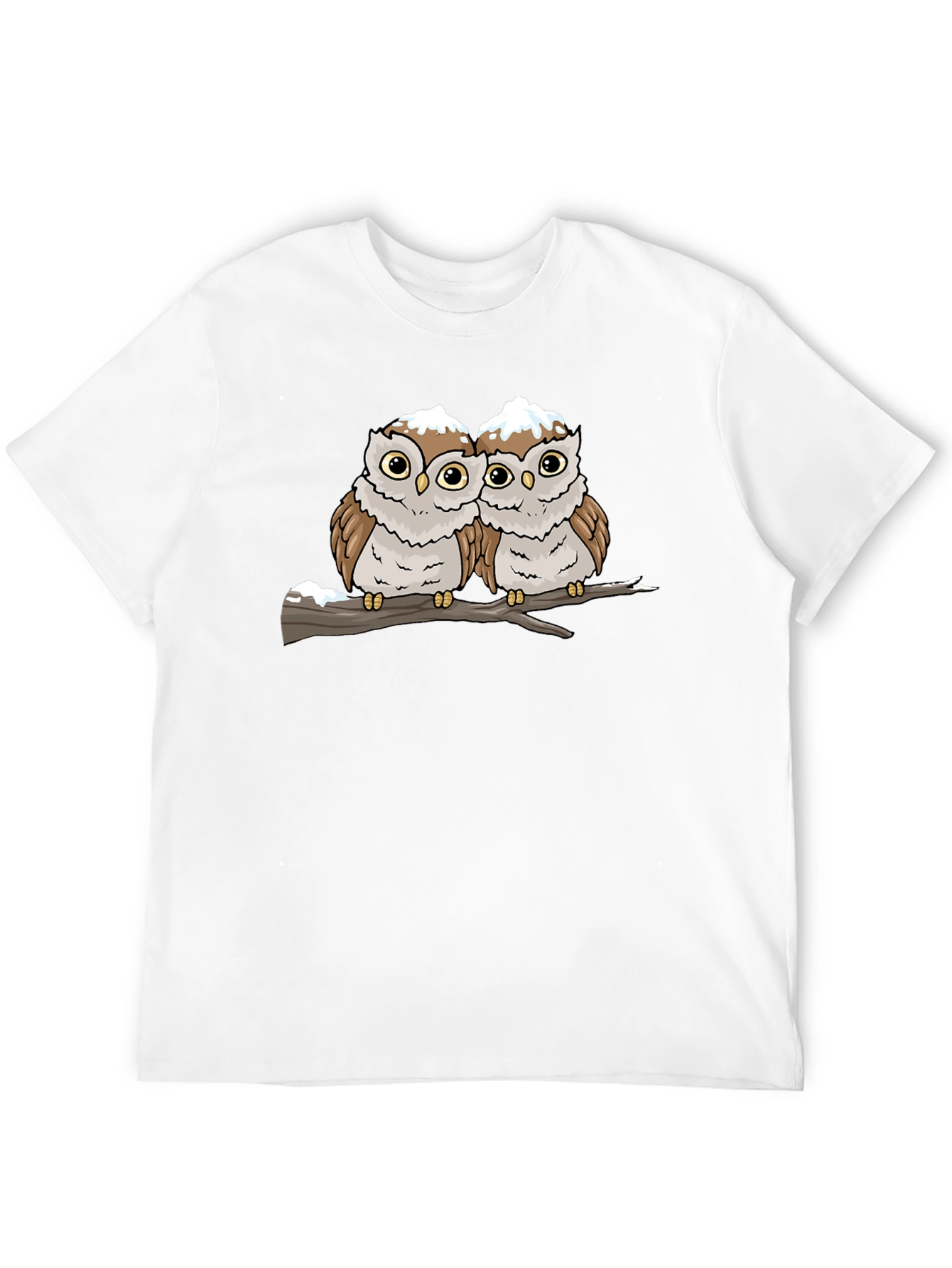 Cute Owl Couple Graphic Black T-Shirt