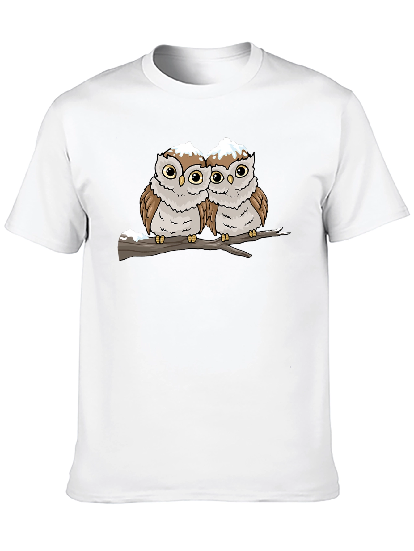 Cute Owl Couple Graphic Black T-Shirt