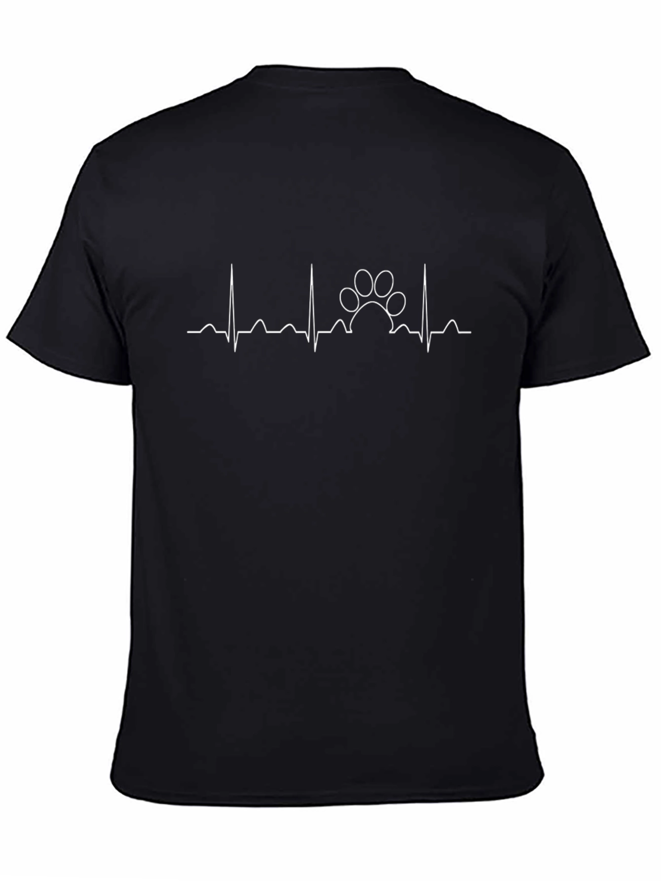 Paw Print Heartbeat T-Shirt - Black Casual Tee