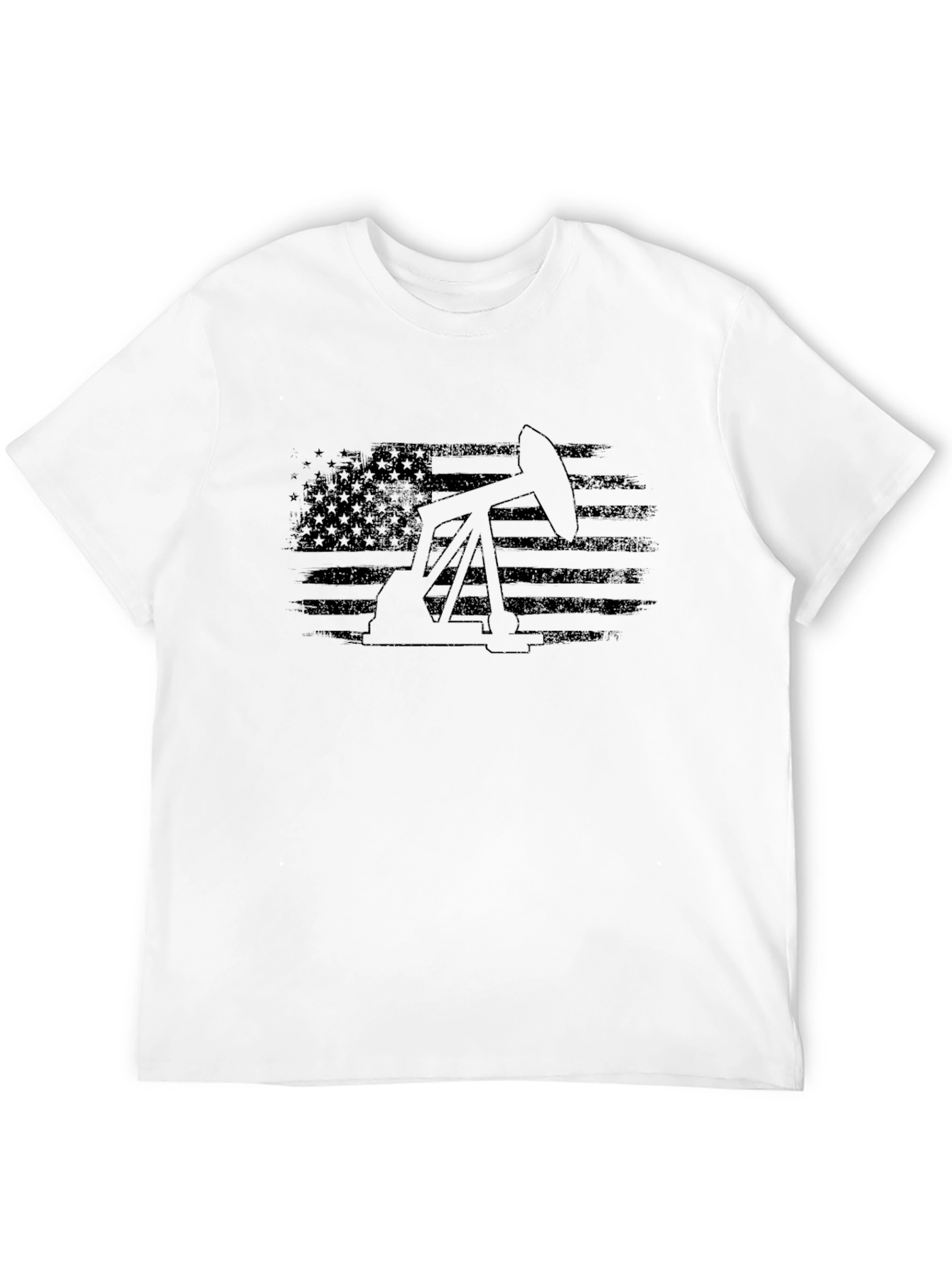 Oil Derrick USA Flag Graphic T-Shirt