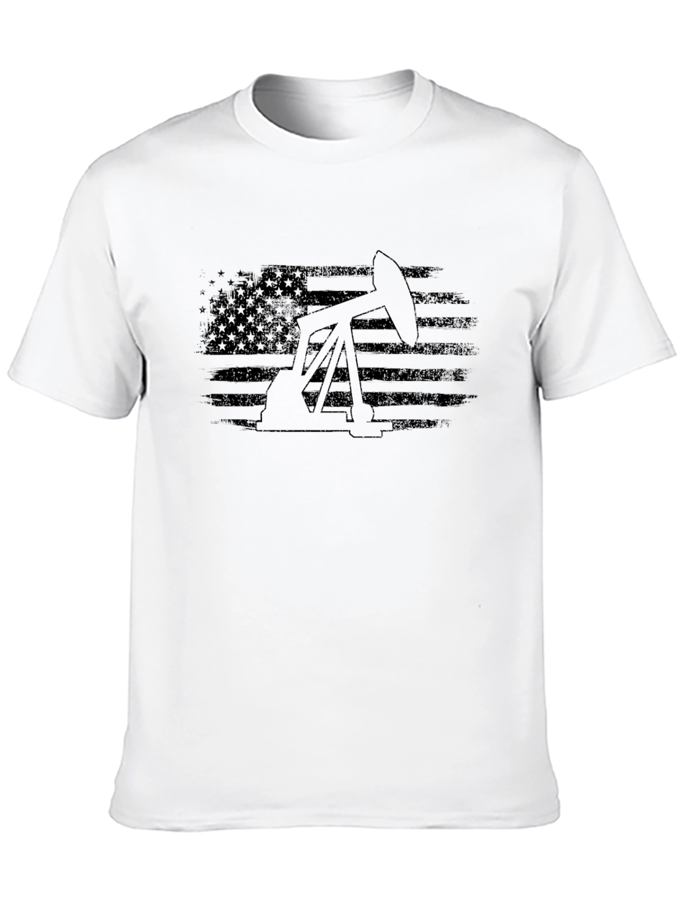 Oil Derrick USA Flag Graphic T-Shirt