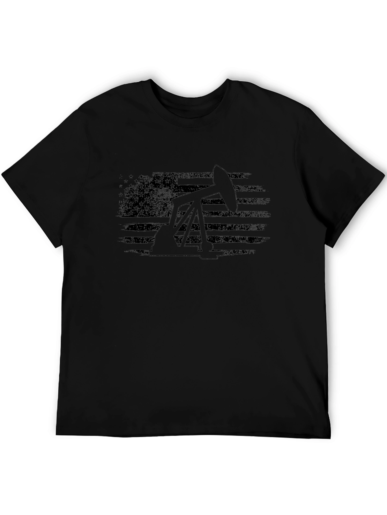 Oil Derrick USA Flag Graphic T-Shirt