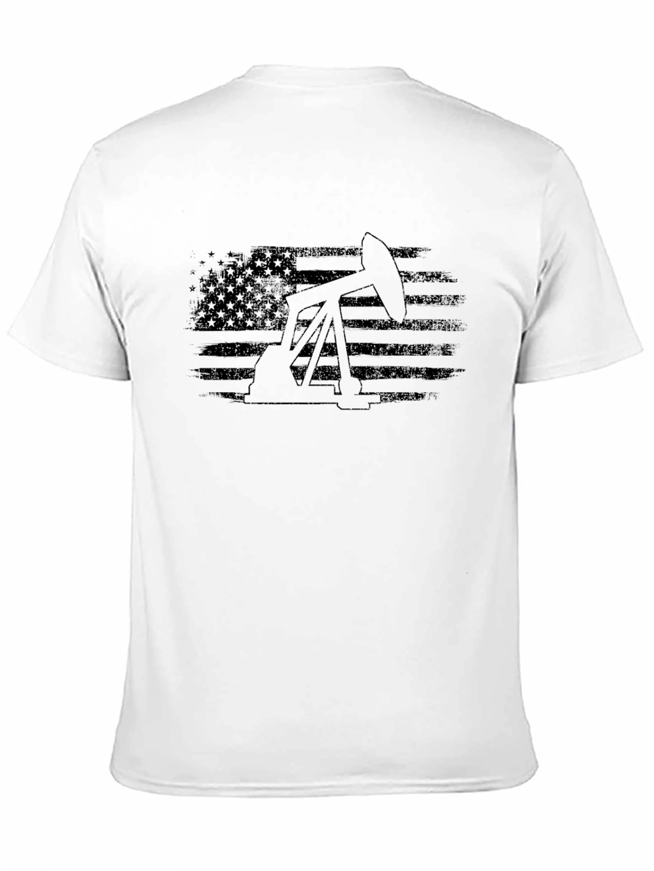 Oil Derrick USA Flag Graphic T-Shirt