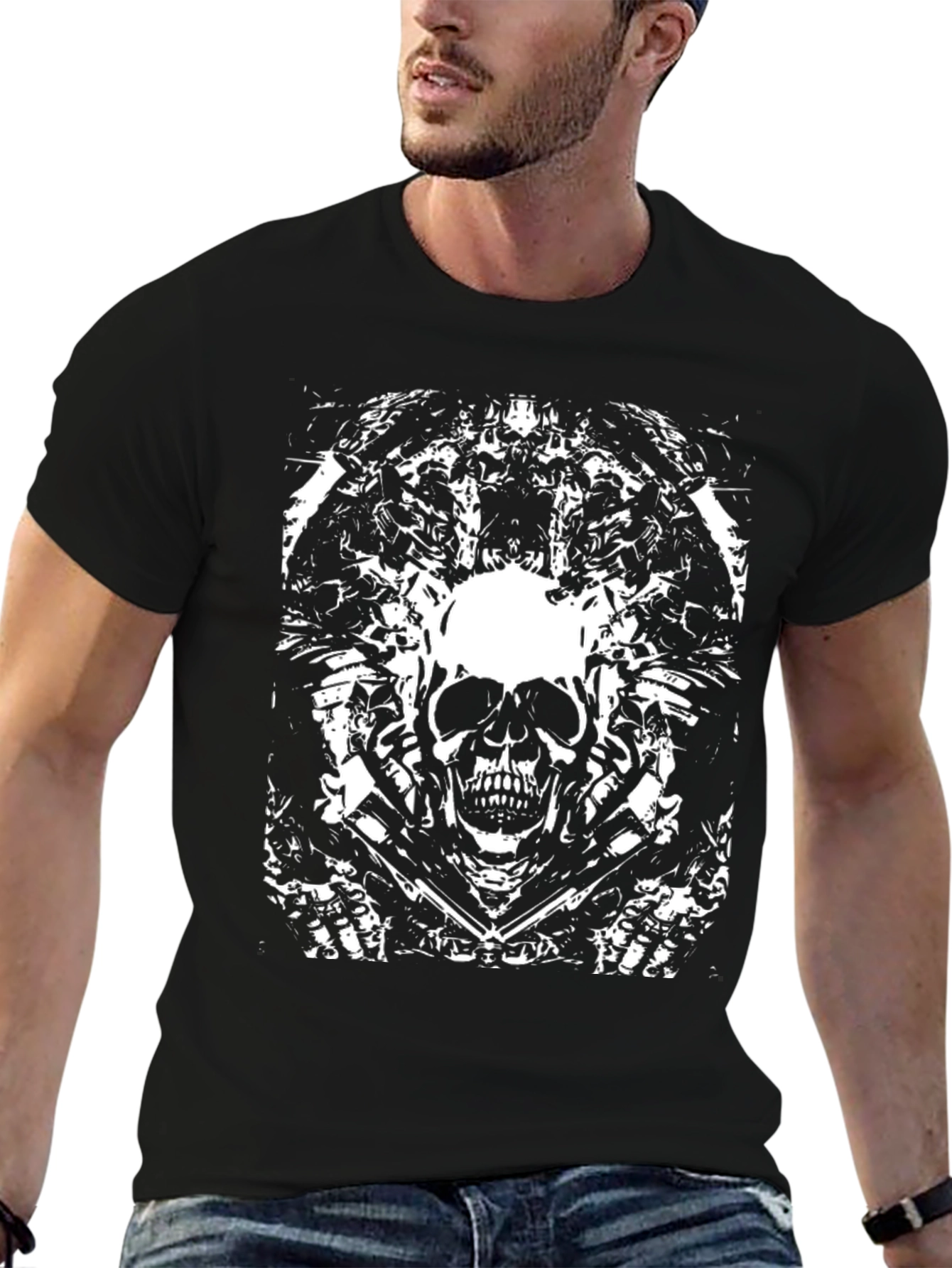 Skull Graphic Print Black T-Shirt
