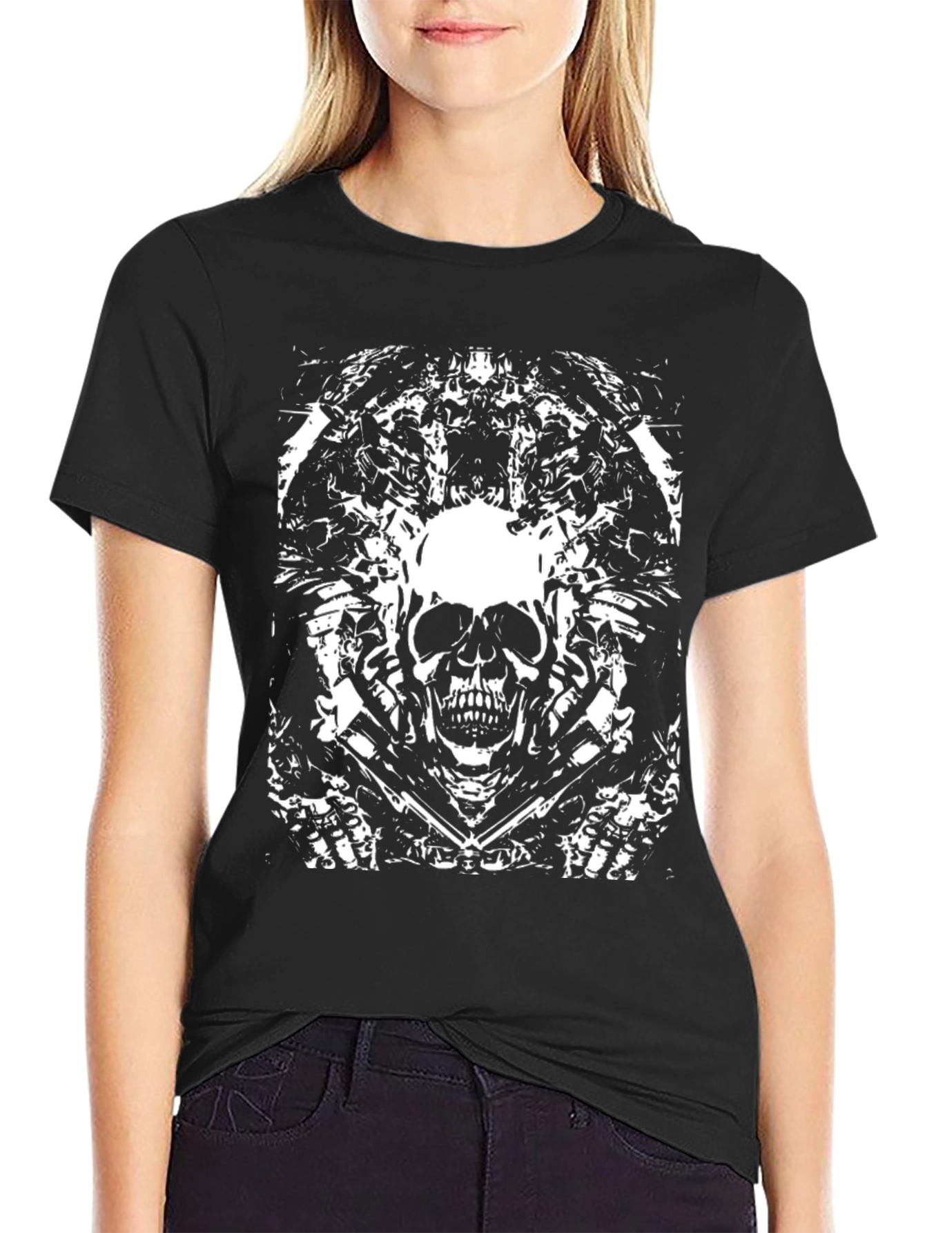 Skull Graphic Print Black T-Shirt