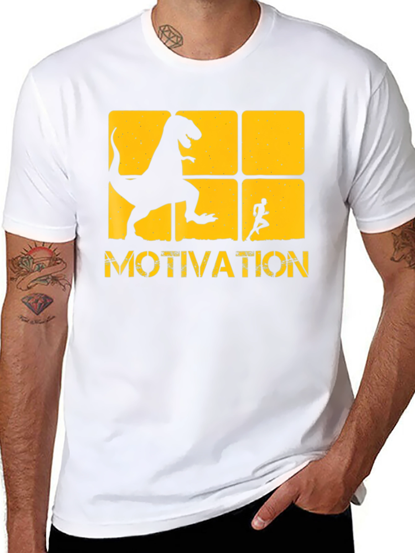 Motivation T-Shirt: Dinosaur Chasing Runner Design
