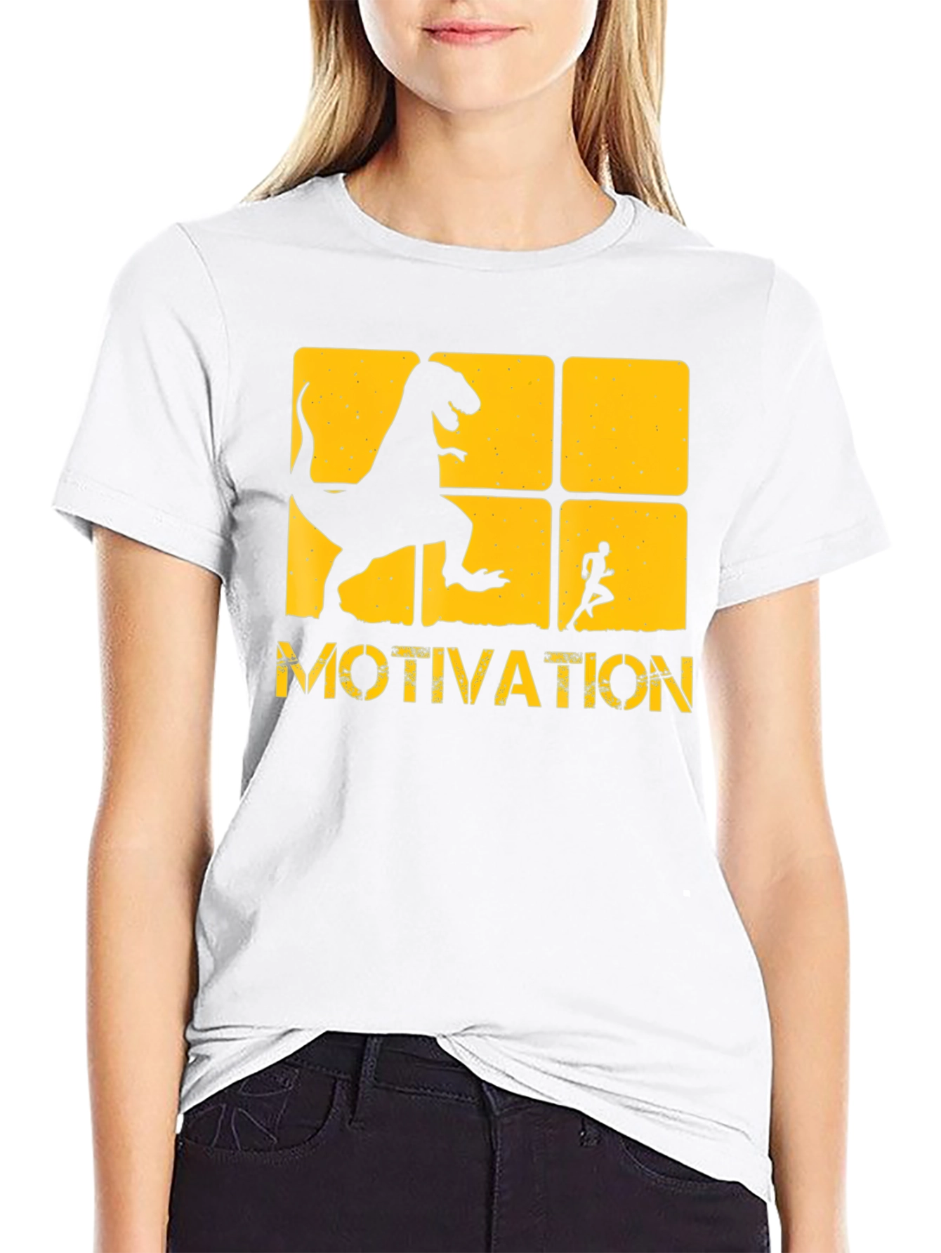 Motivation T-Shirt: Dinosaur Chasing Runner Design