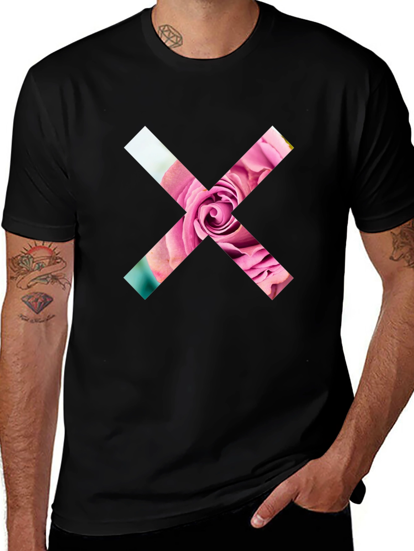 Floral Cross Graphic Tee - Modern Casual Style