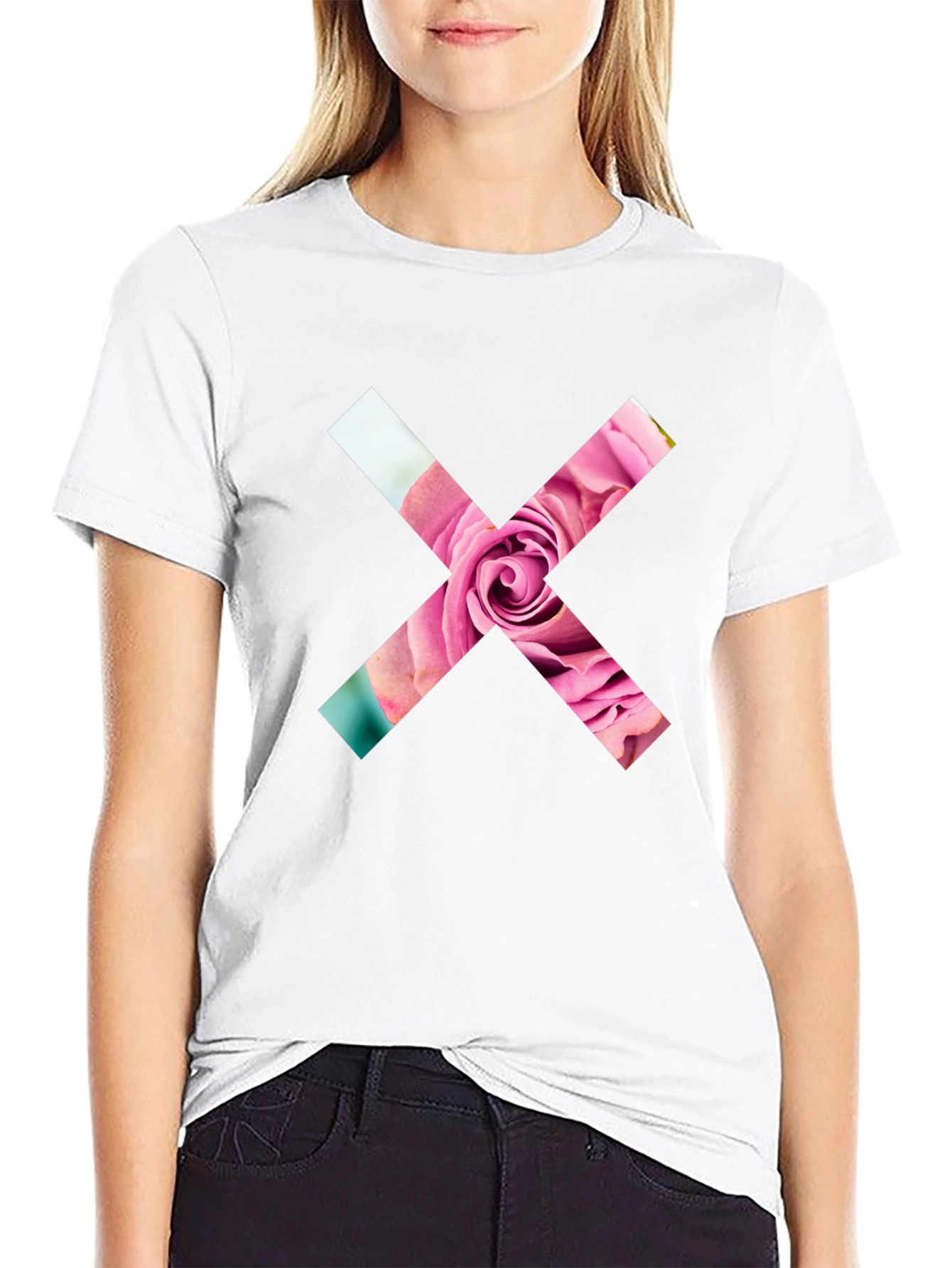 Floral Cross Graphic Tee - Modern Casual Style