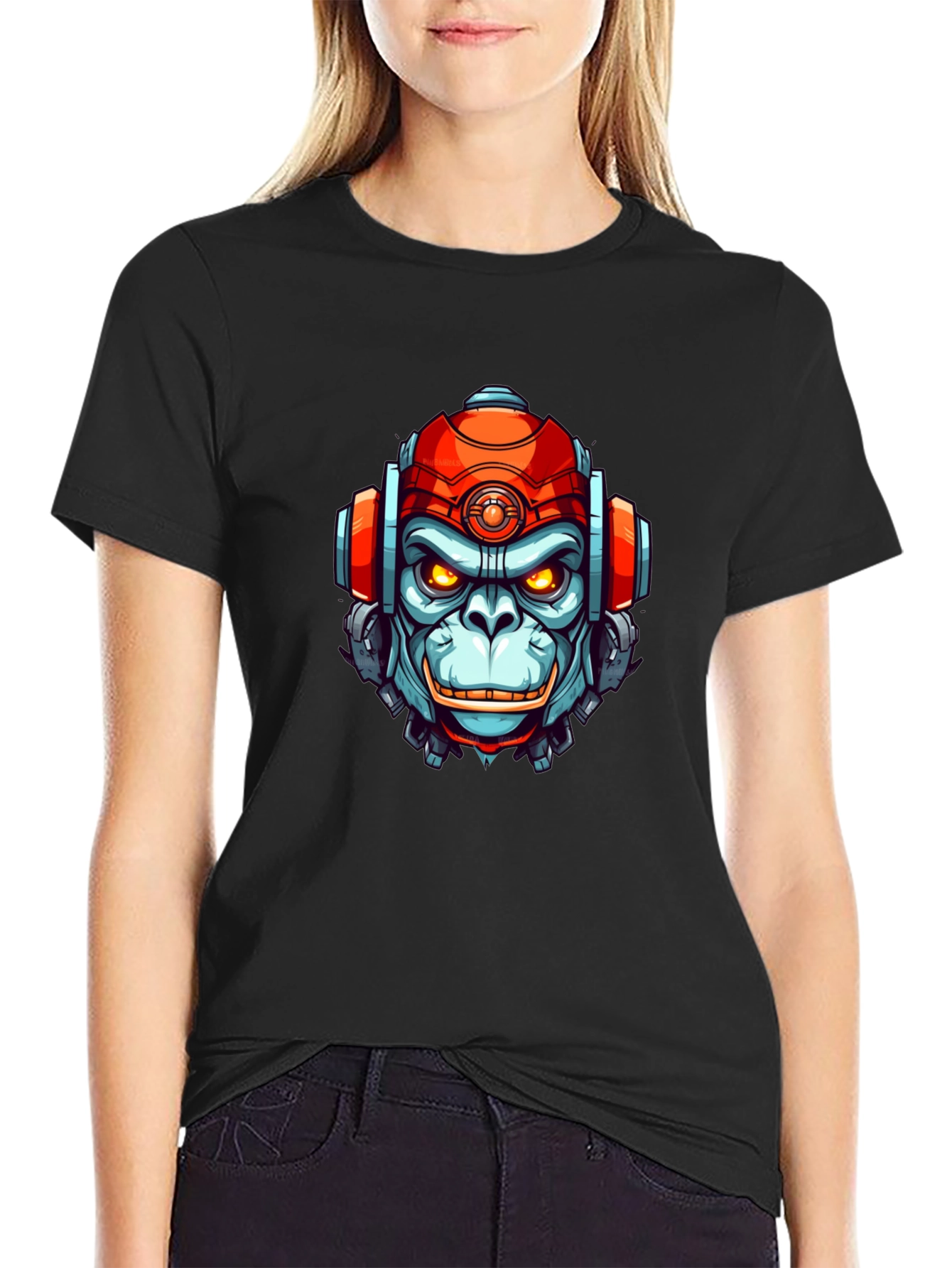 Cyber Ape Graphic Tee - Cool Robot Monkey Design