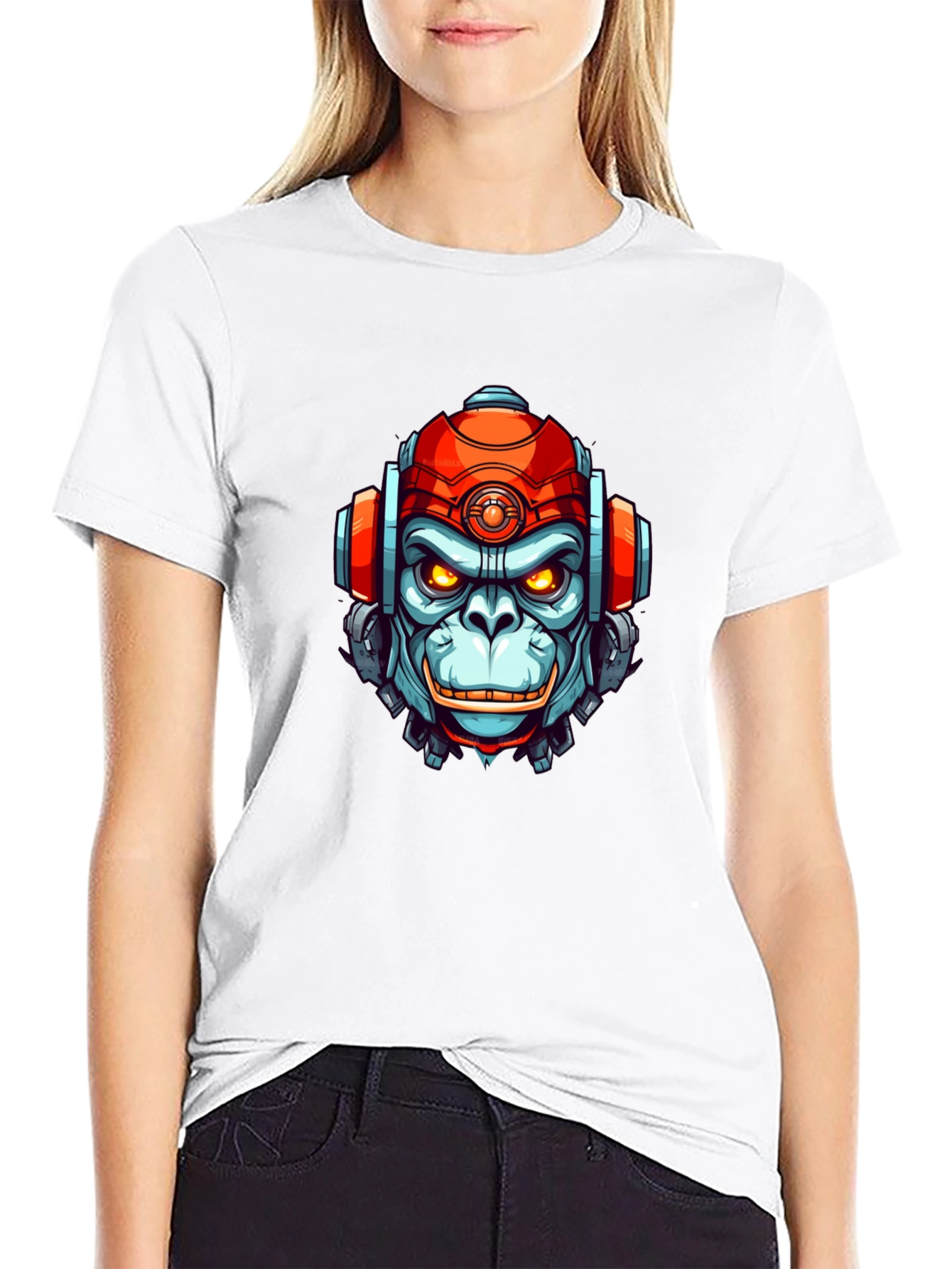 Cyber Ape Graphic Tee - Cool Robot Monkey Design