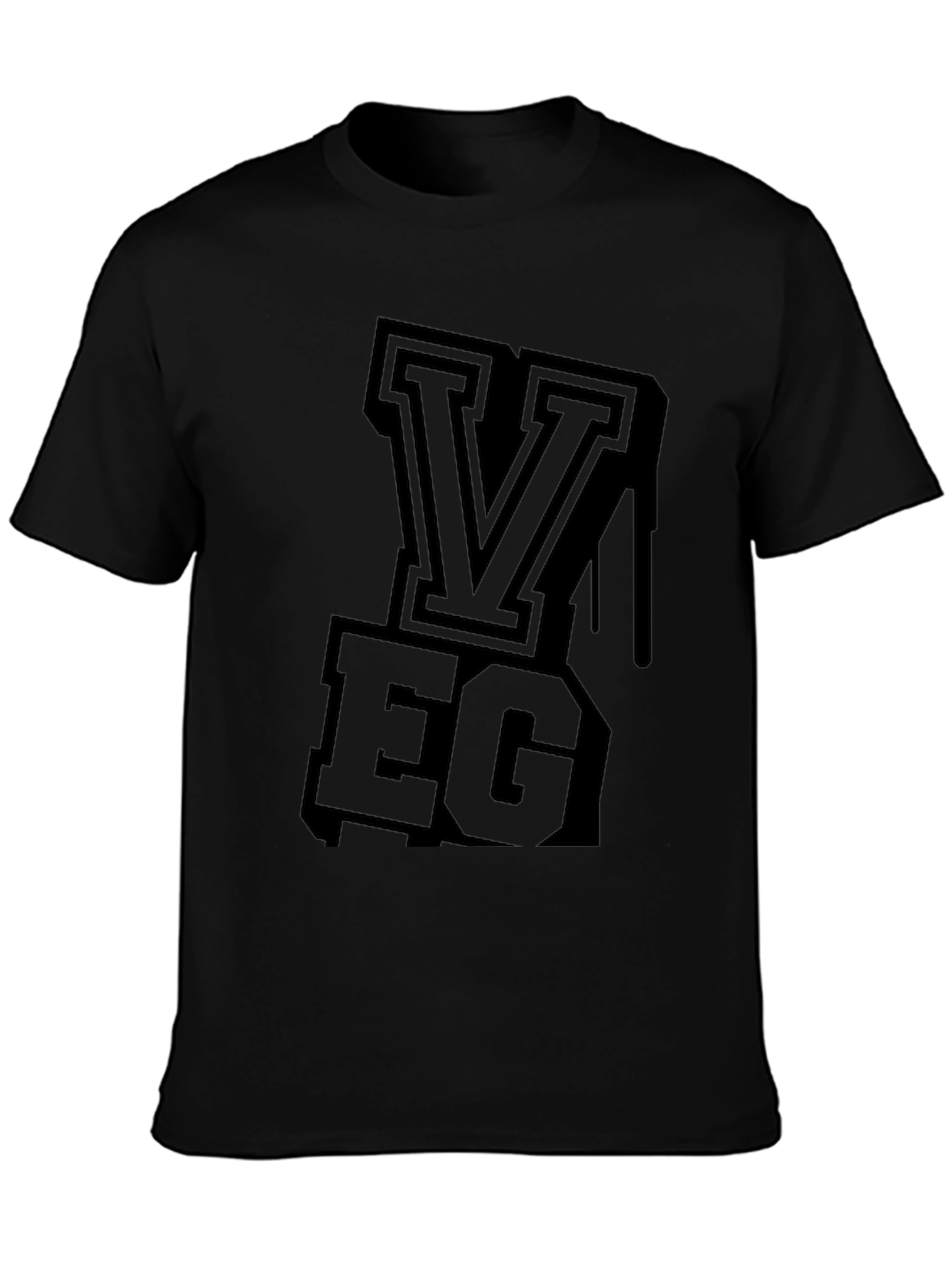Black VEG Letter Graphic Mens T-Shirt