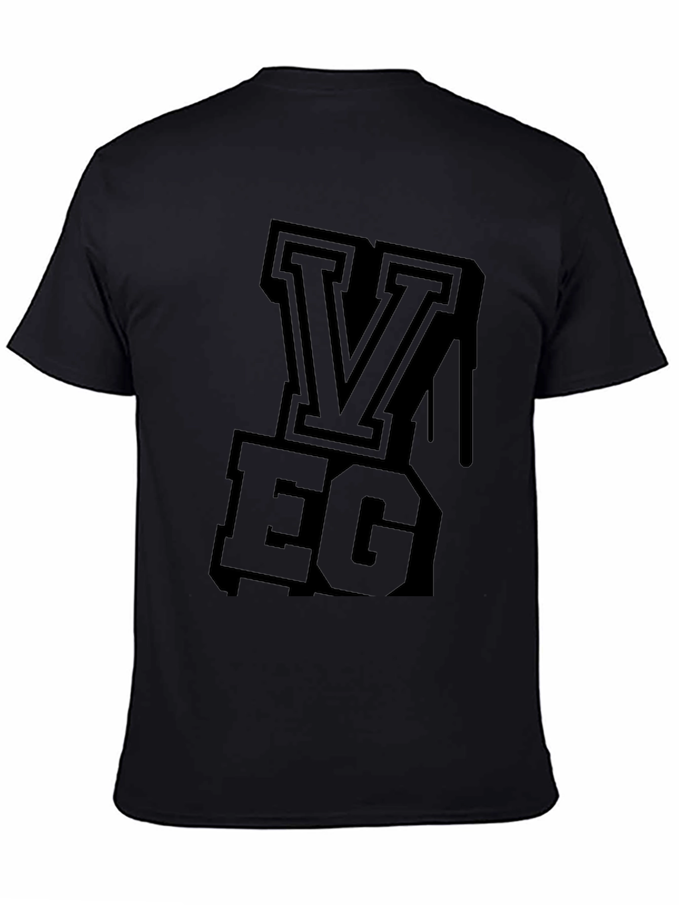 Black VEG Letter Graphic Mens T-Shirt