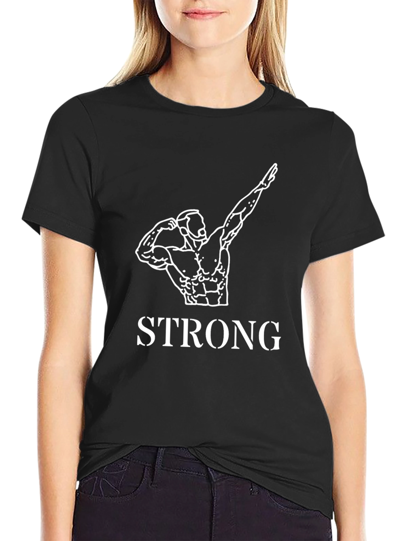 Strong Bodybuilder Graphic Tee - Black