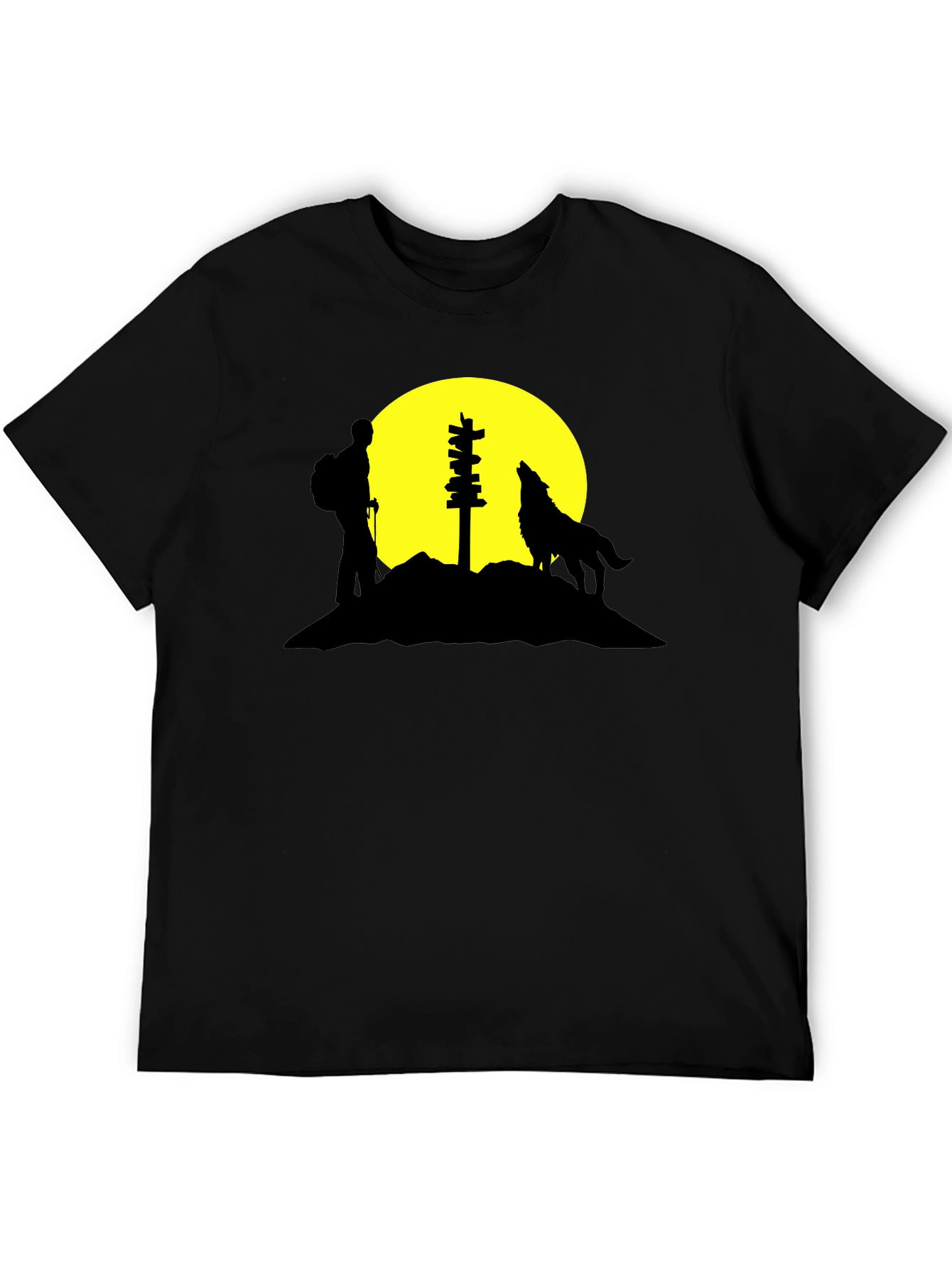 Hiker & Wolf Silhouette Graphic Tee