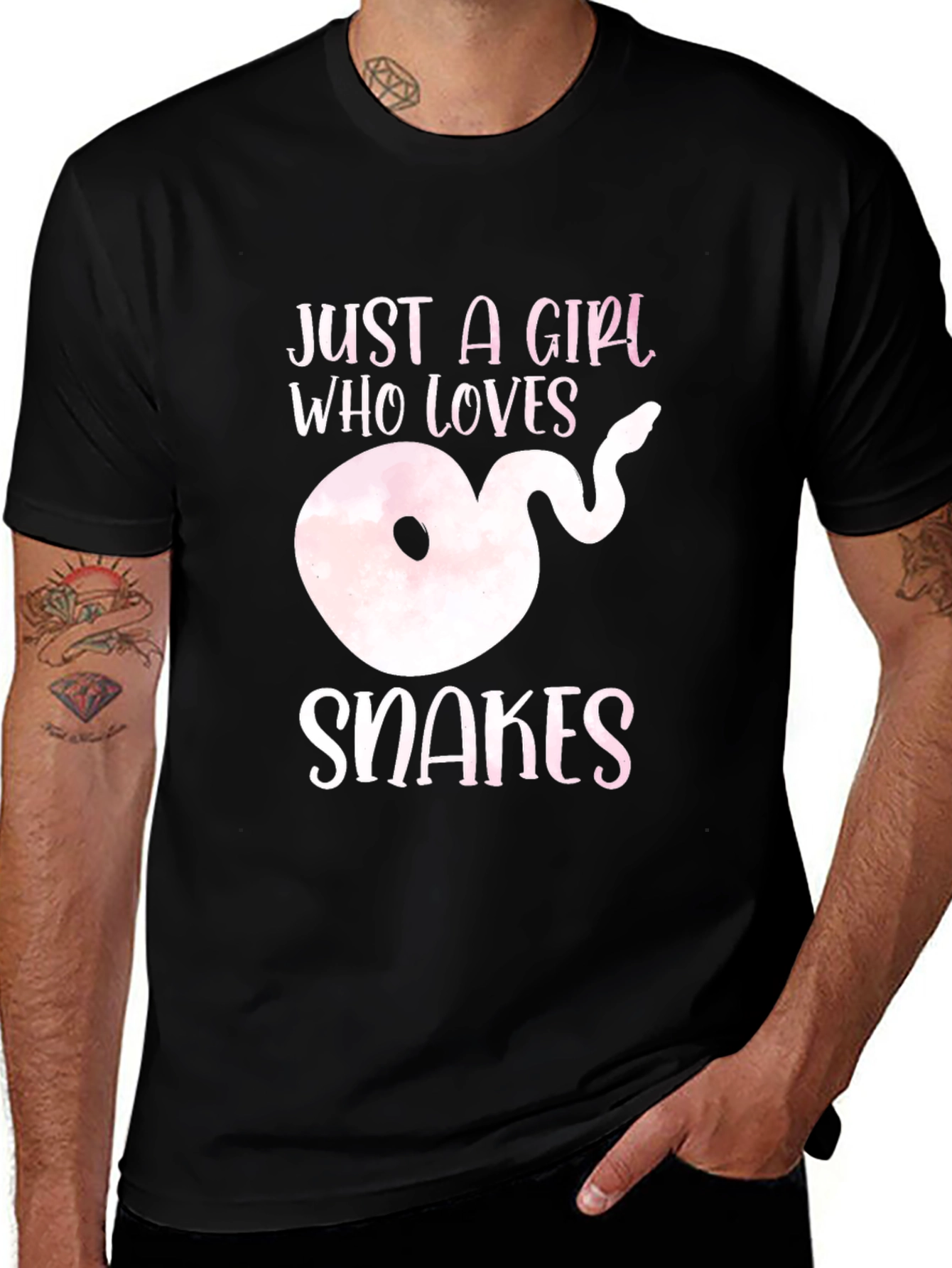 Girl Who Loves Snakes Black T-Shirt