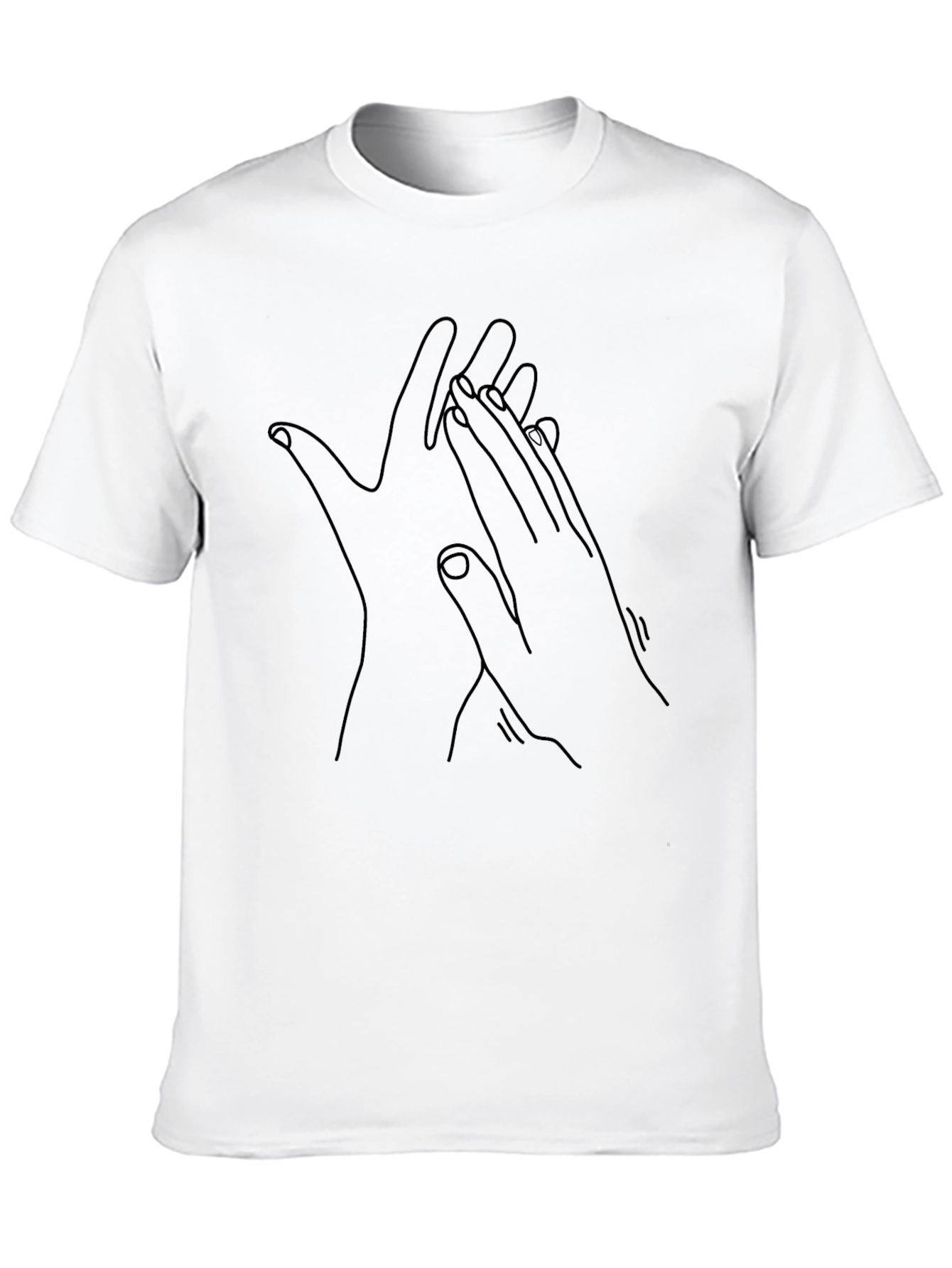 Minimalist Hand Line Art Black T-Shirt