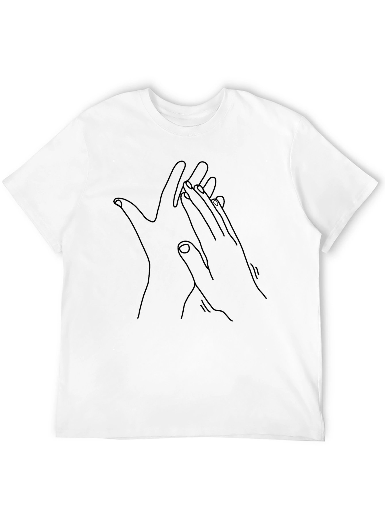 Minimalist Hand Line Art Black T-Shirt