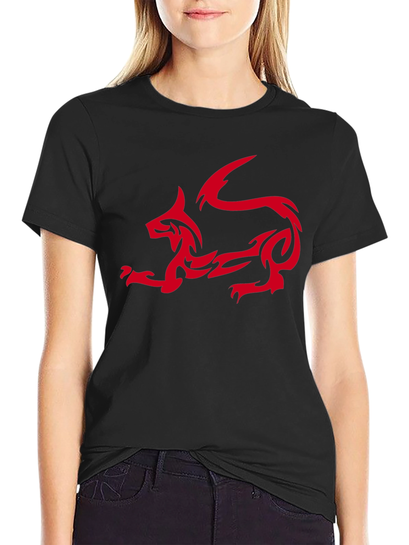 Tribal Dragon Graphic T-Shirt - Black