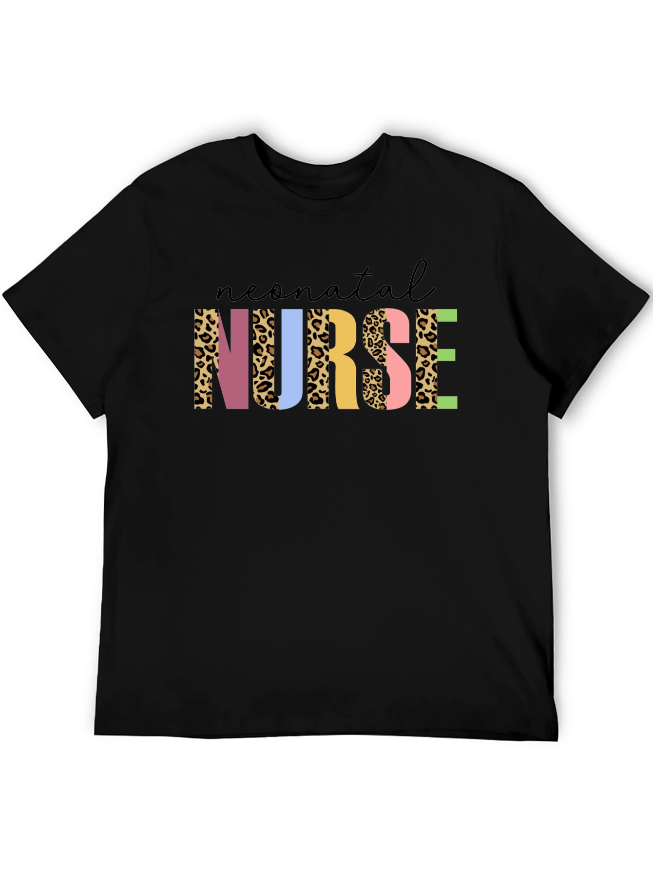 Neonatal Nurse Leopard Print Black T-Shirt