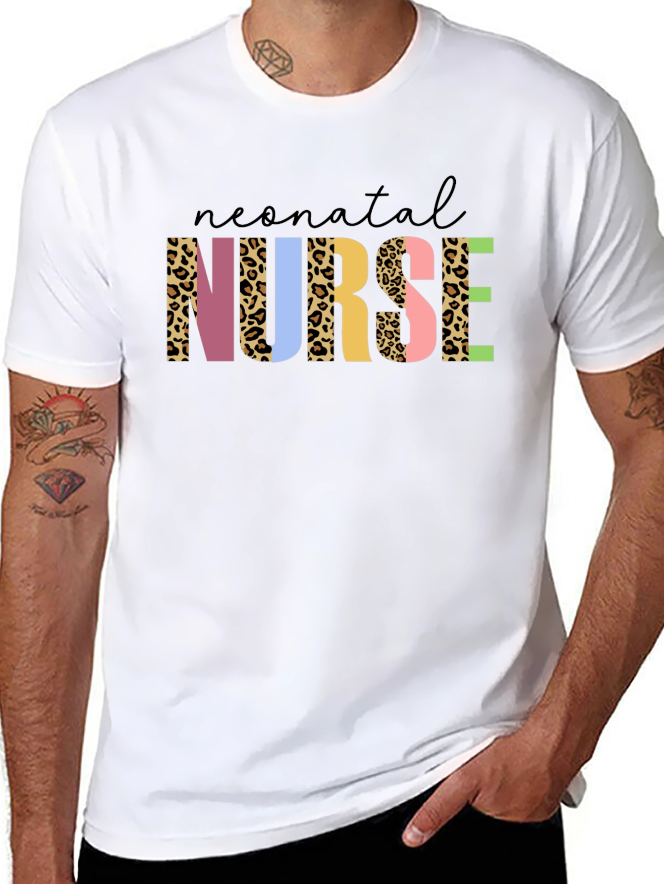 Neonatal Nurse Leopard Print Black T-Shirt