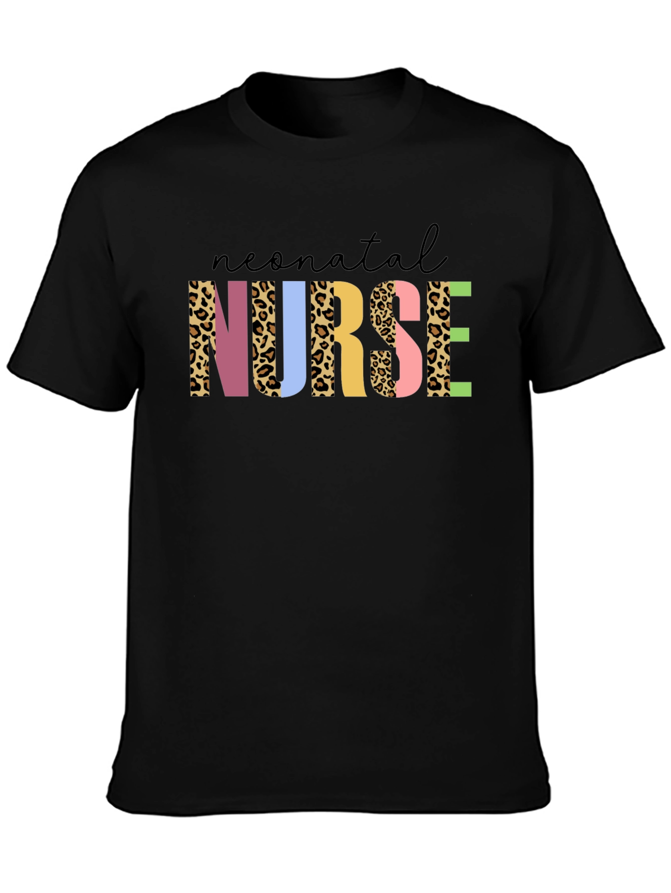 Neonatal Nurse Leopard Print Black T-Shirt