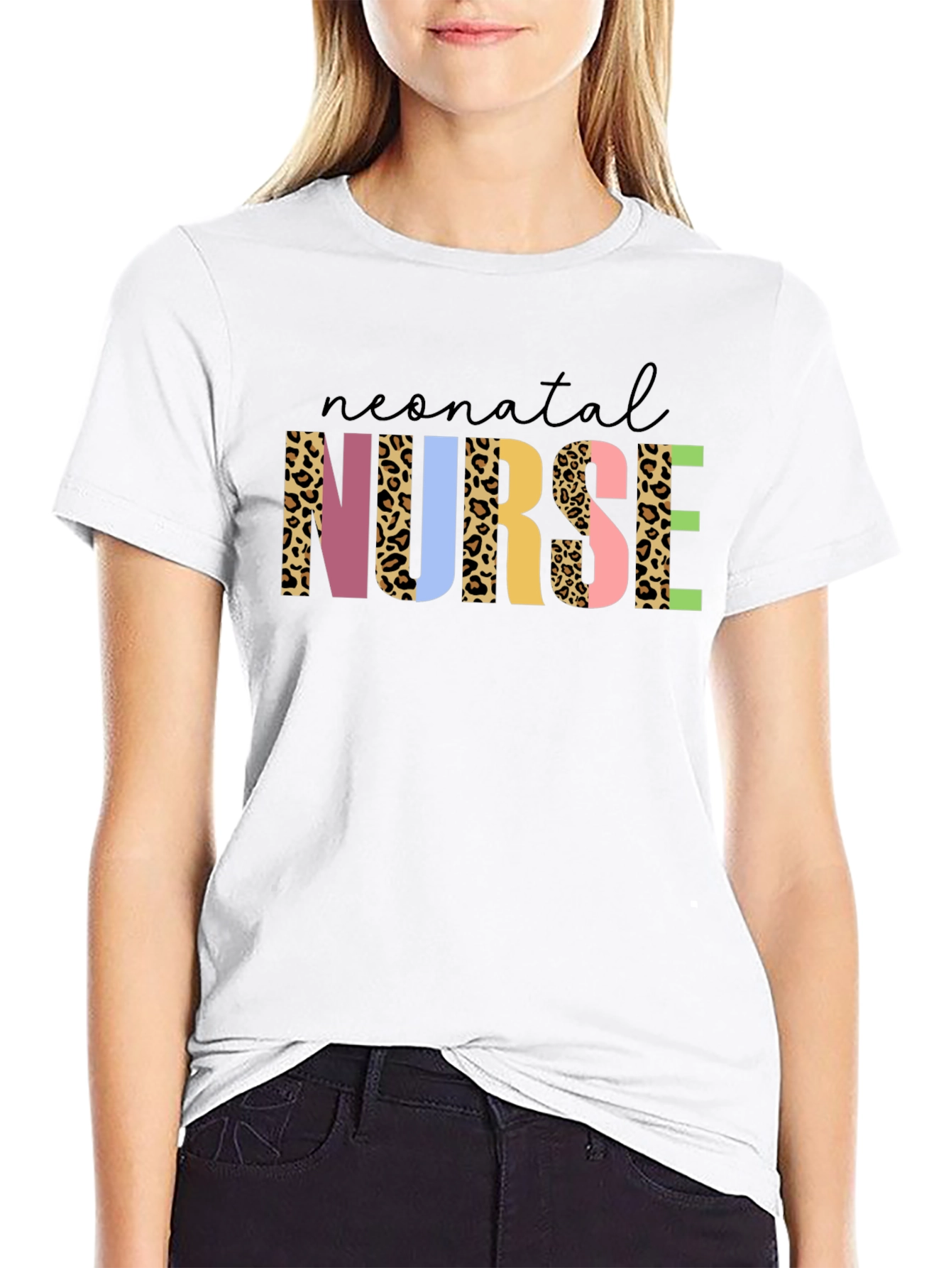 Neonatal Nurse Leopard Print Black T-Shirt