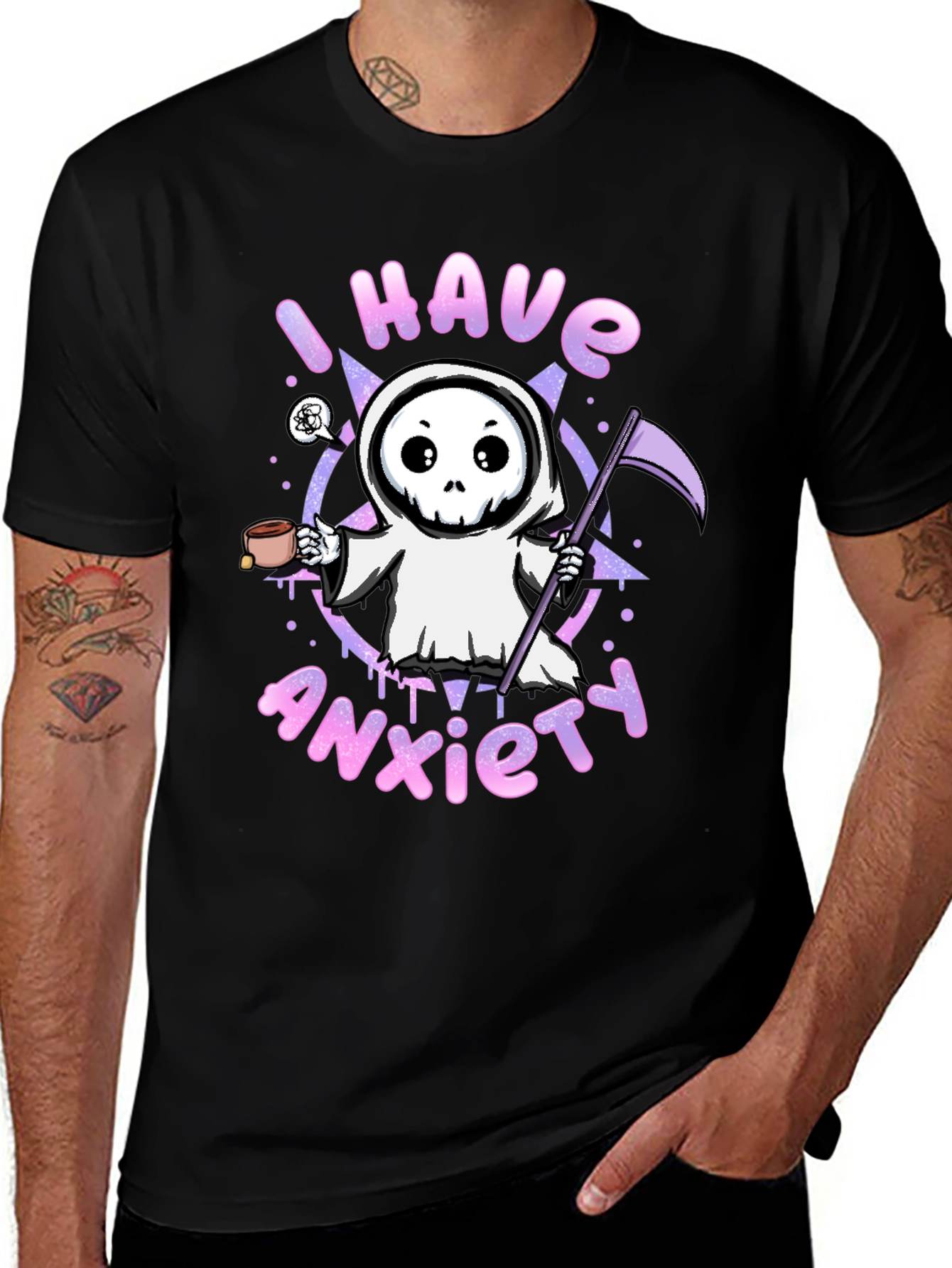 Anxiety Grim Reaper Black Graphic T-Shirt