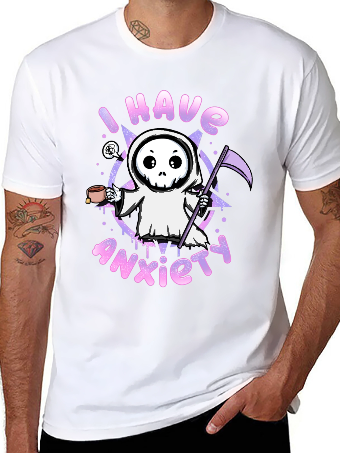 Anxiety Grim Reaper Black Graphic T-Shirt