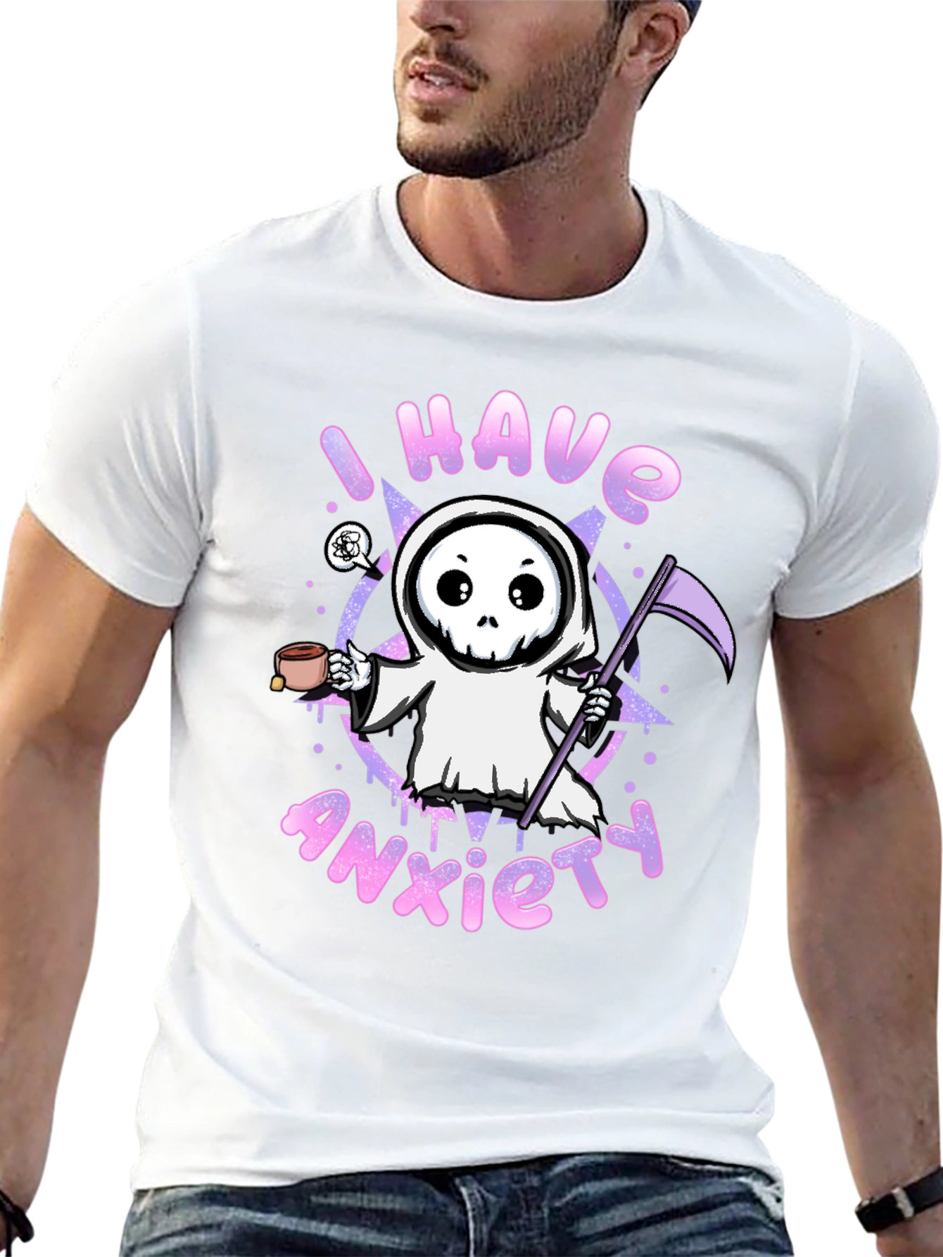 Anxiety Grim Reaper Black Graphic T-Shirt