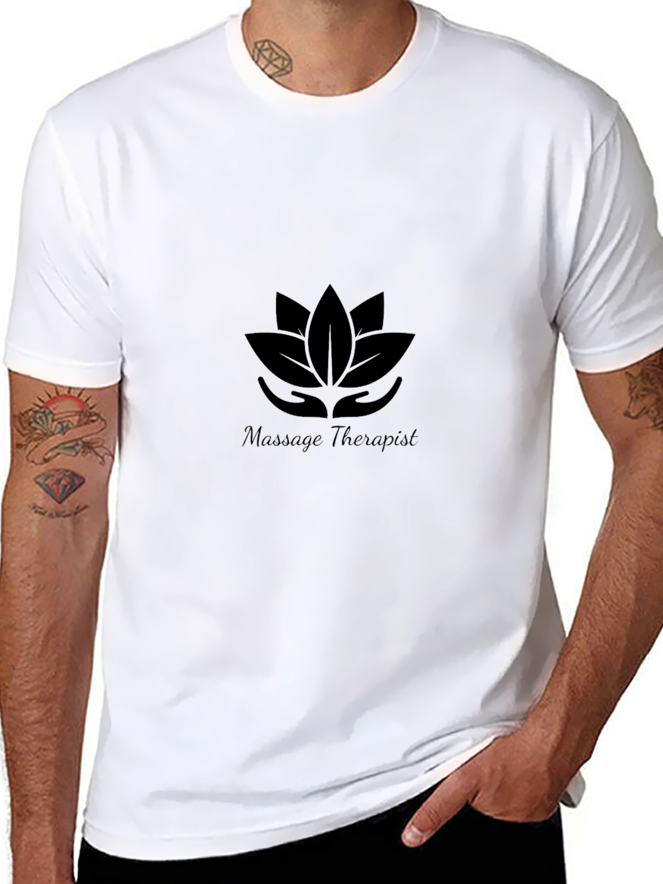 Massage Therapist Lotus T-Shirt - Black