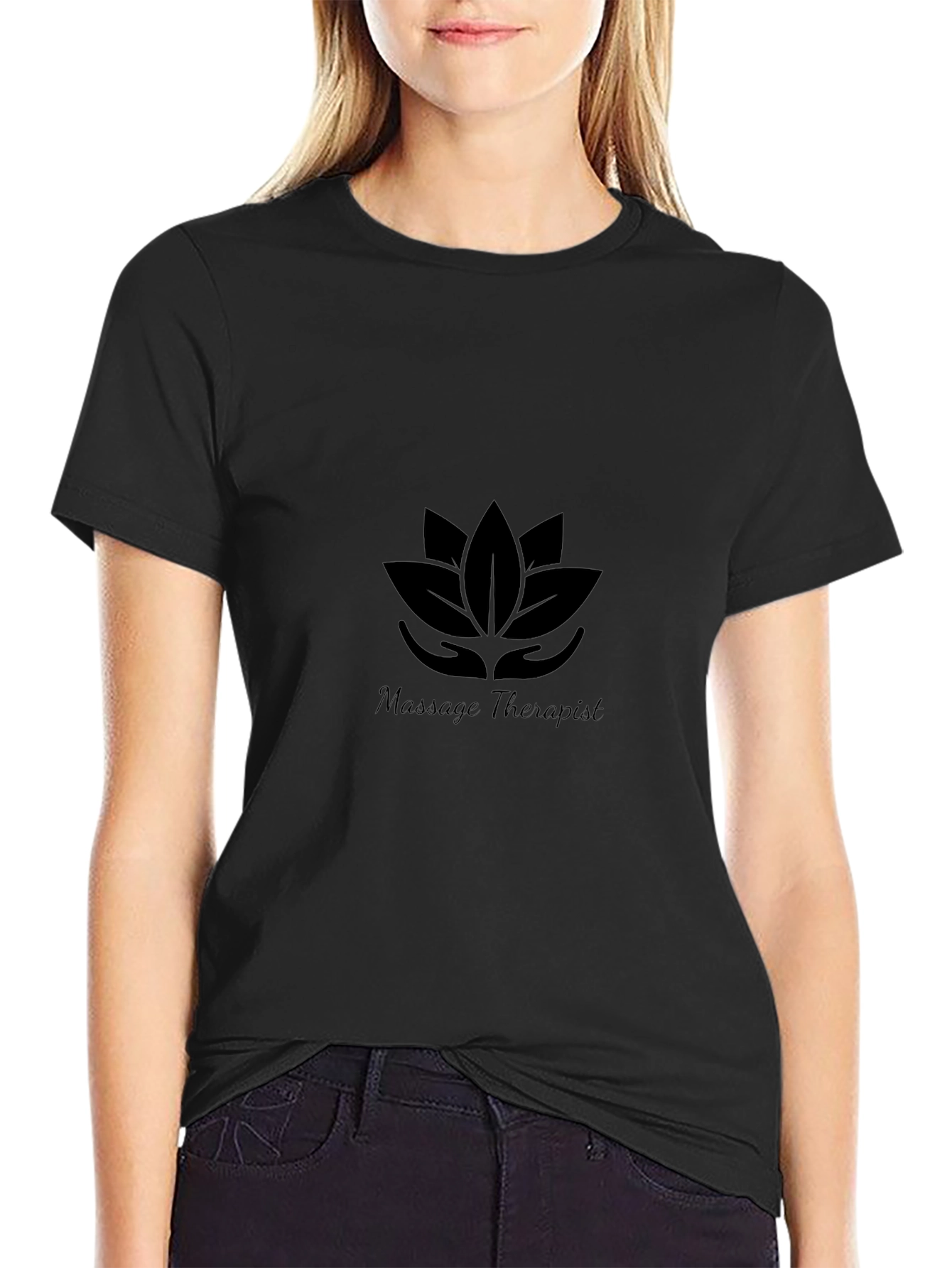 Massage Therapist Lotus T-Shirt - Black