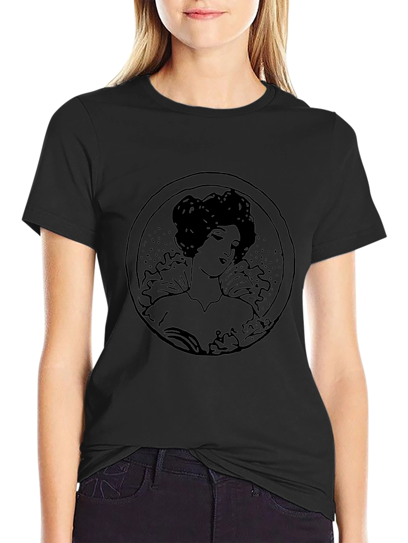 Elegant Lady Graphic Tee - Black