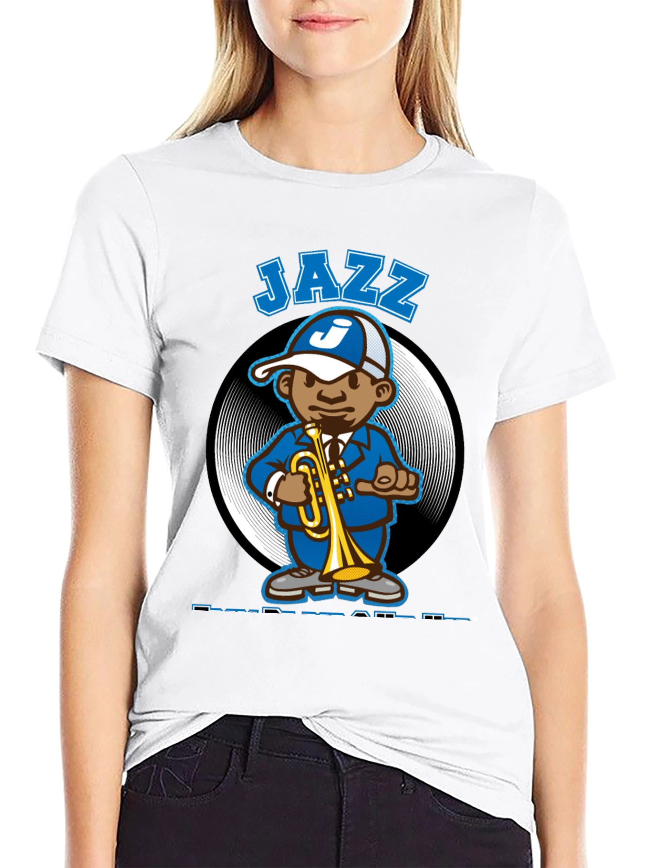 Jazz Cartoon Character Black T-Shirt