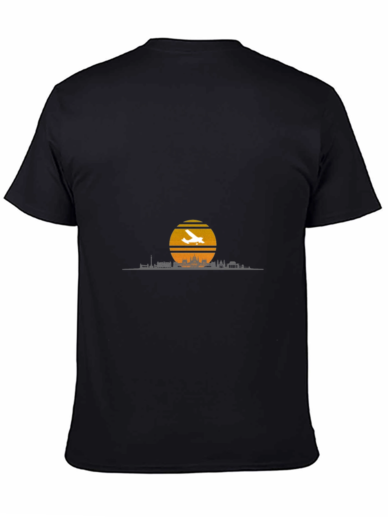Sunset Skyline Airplane T-Shirt