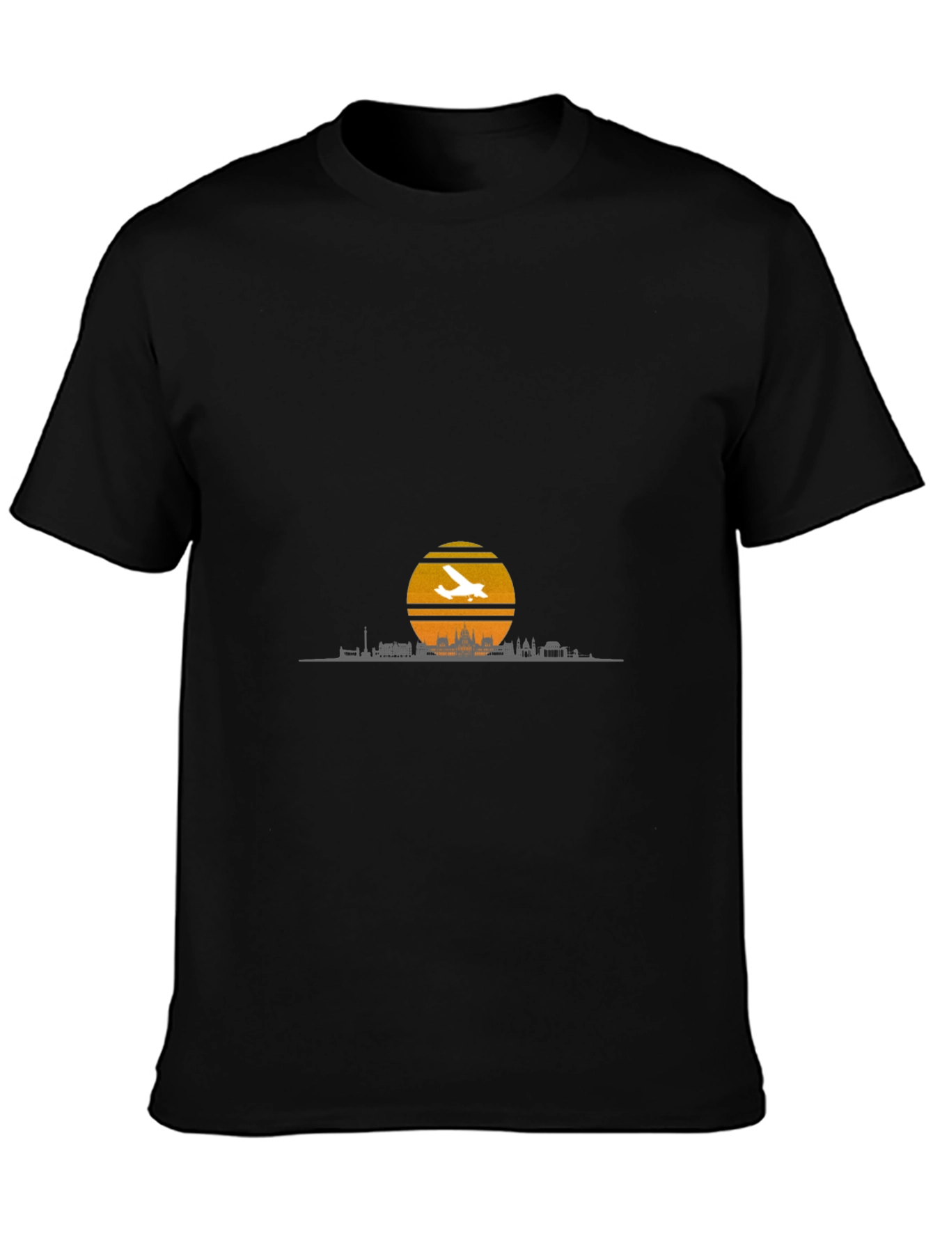Sunset Skyline Airplane T-Shirt