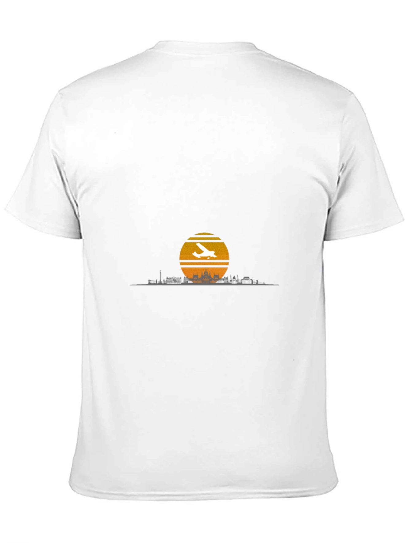 Sunset Skyline Airplane T-Shirt