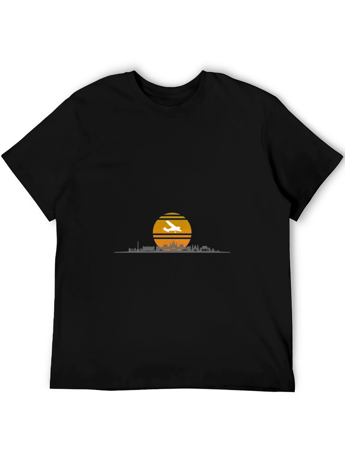 Sunset Skyline Airplane T-Shirt