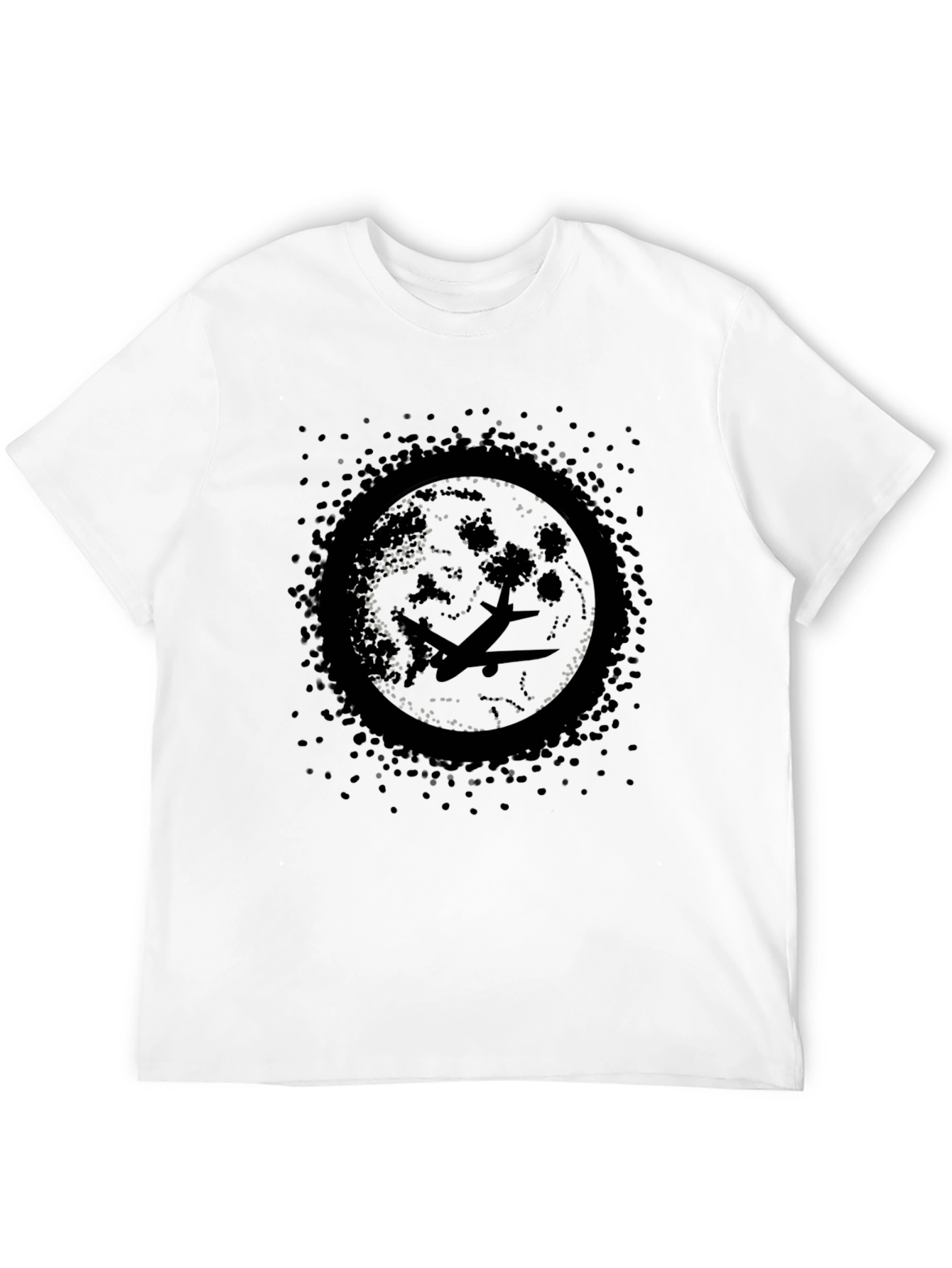 Airplane Moon Graphic Tee - Mens Black T-Shirt
