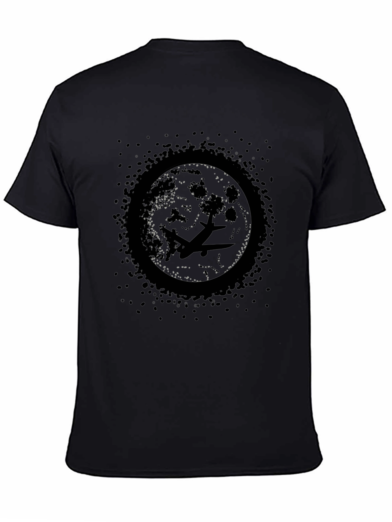 Airplane Moon Graphic Tee - Mens Black T-Shirt