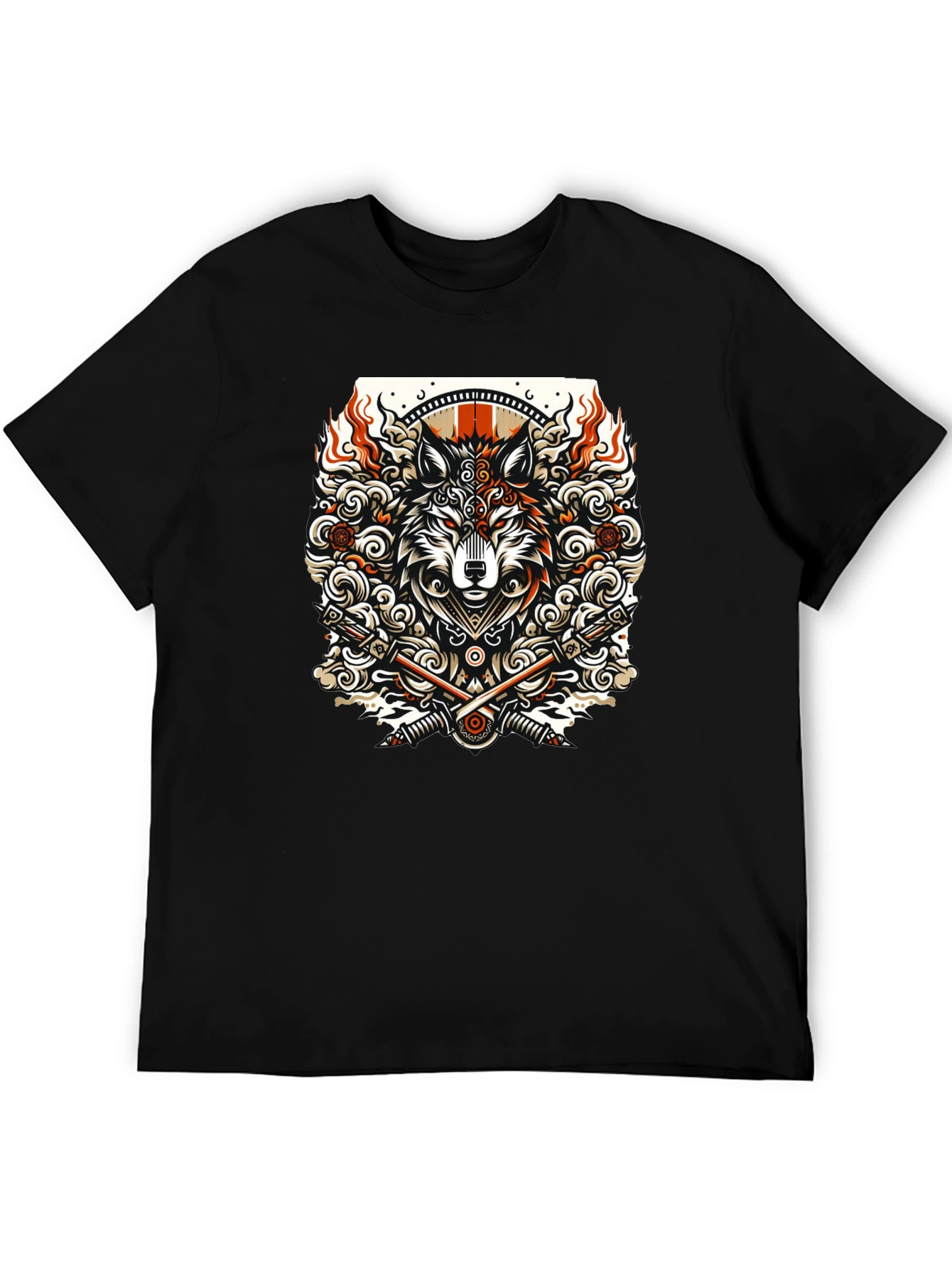 Wolf Graphic Tee - Black Cotton Blend