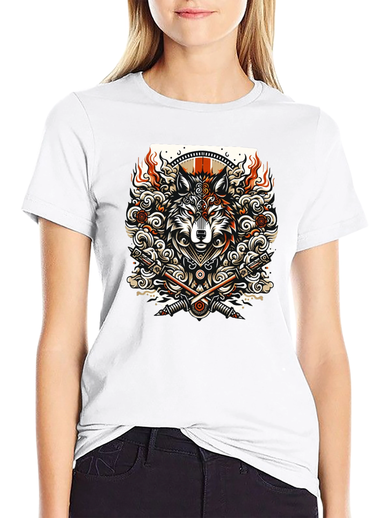 Wolf Graphic Tee - Black Cotton Blend