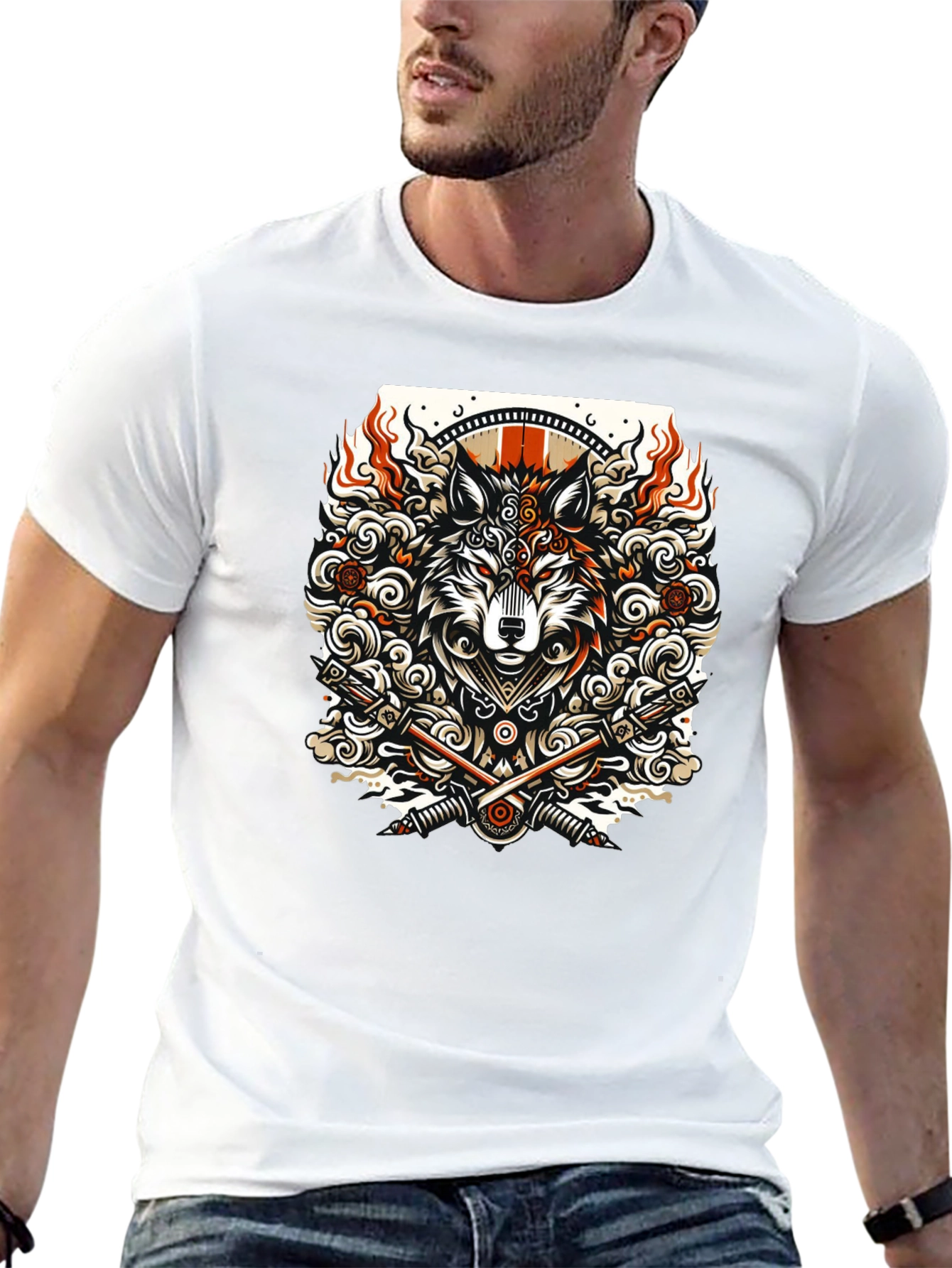 Wolf Graphic Tee - Black Cotton Blend