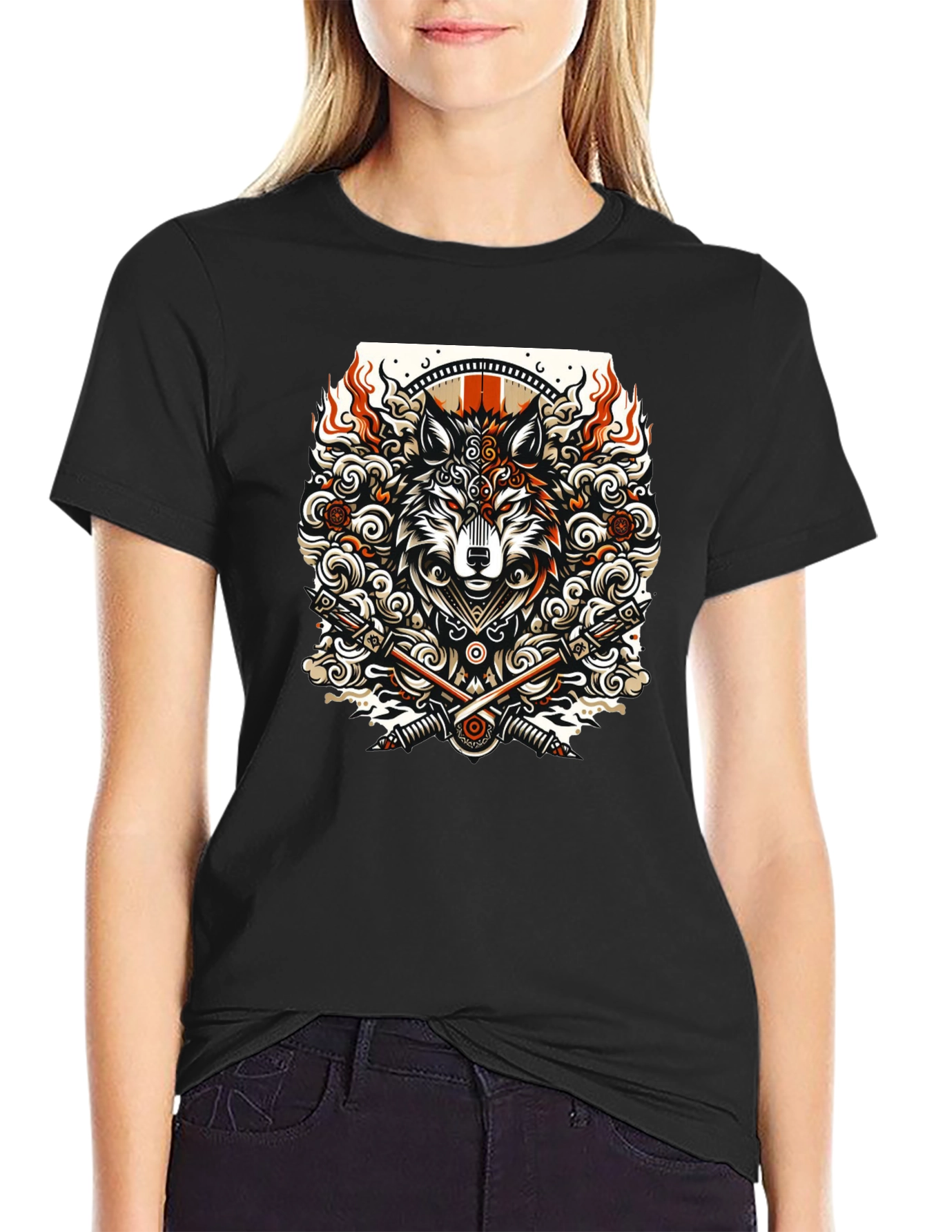 Wolf Graphic Tee - Black Cotton Blend