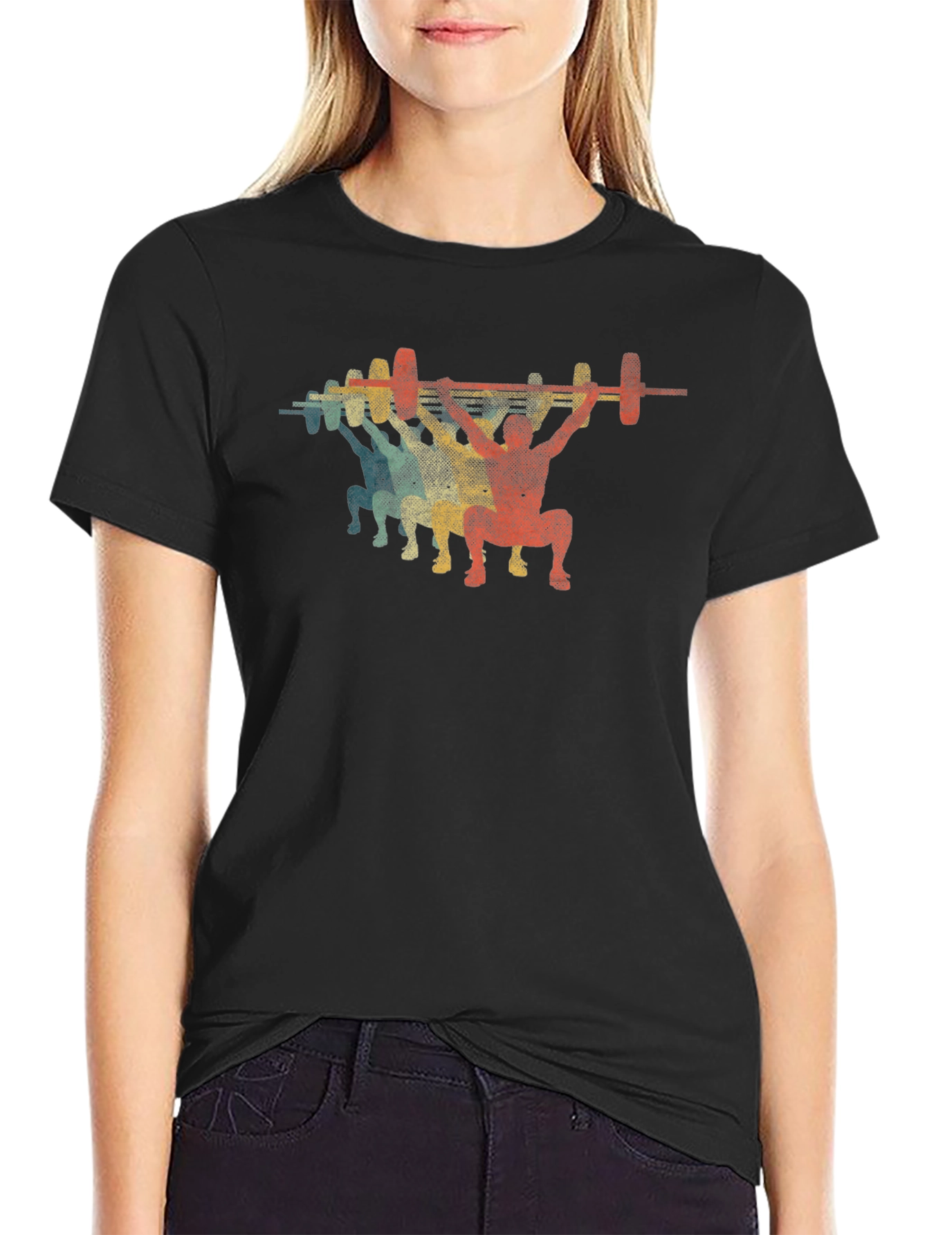 Retro Weightlifting T-Shirt - Black