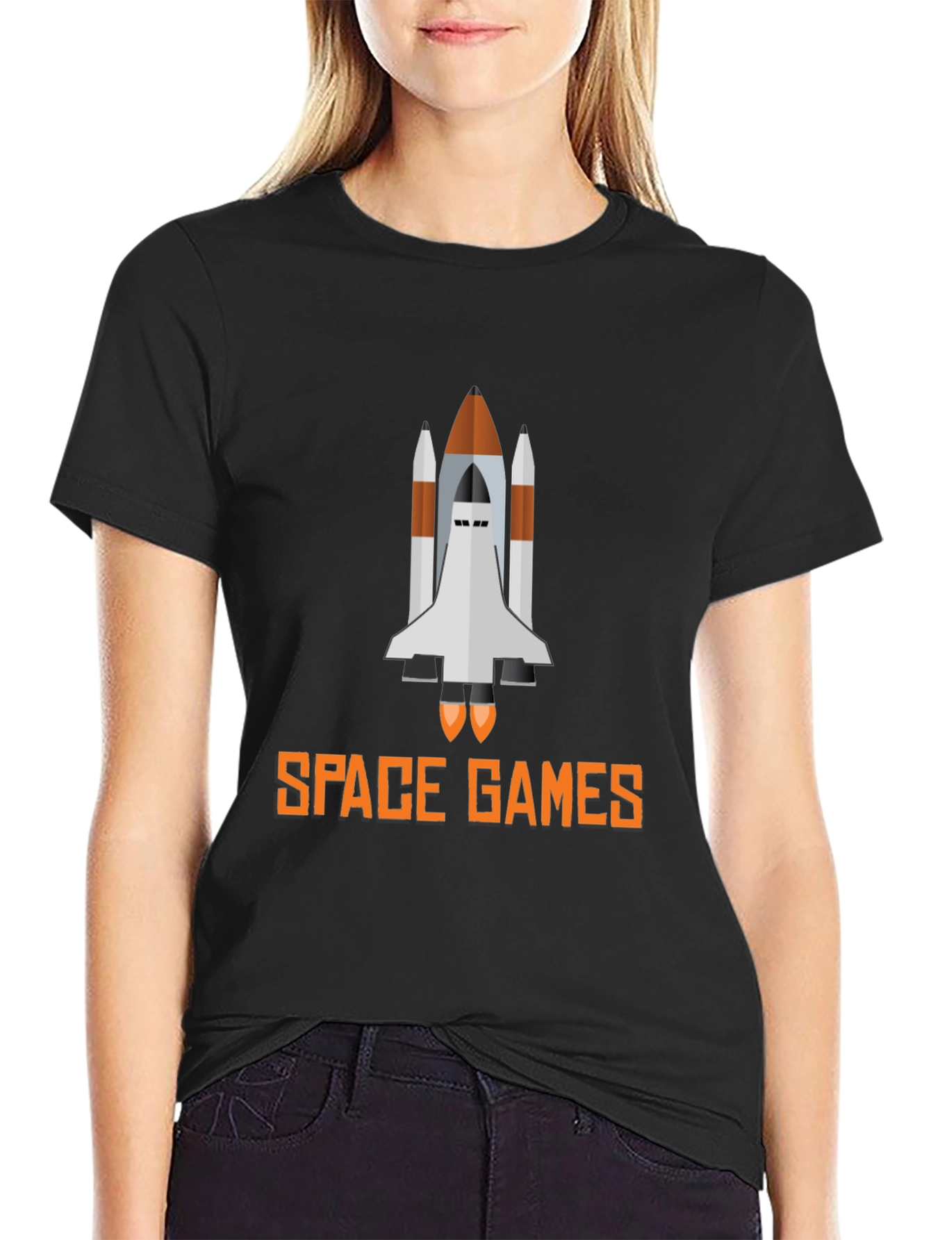Space Games Graphic Tee - Black Casual T-Shirt