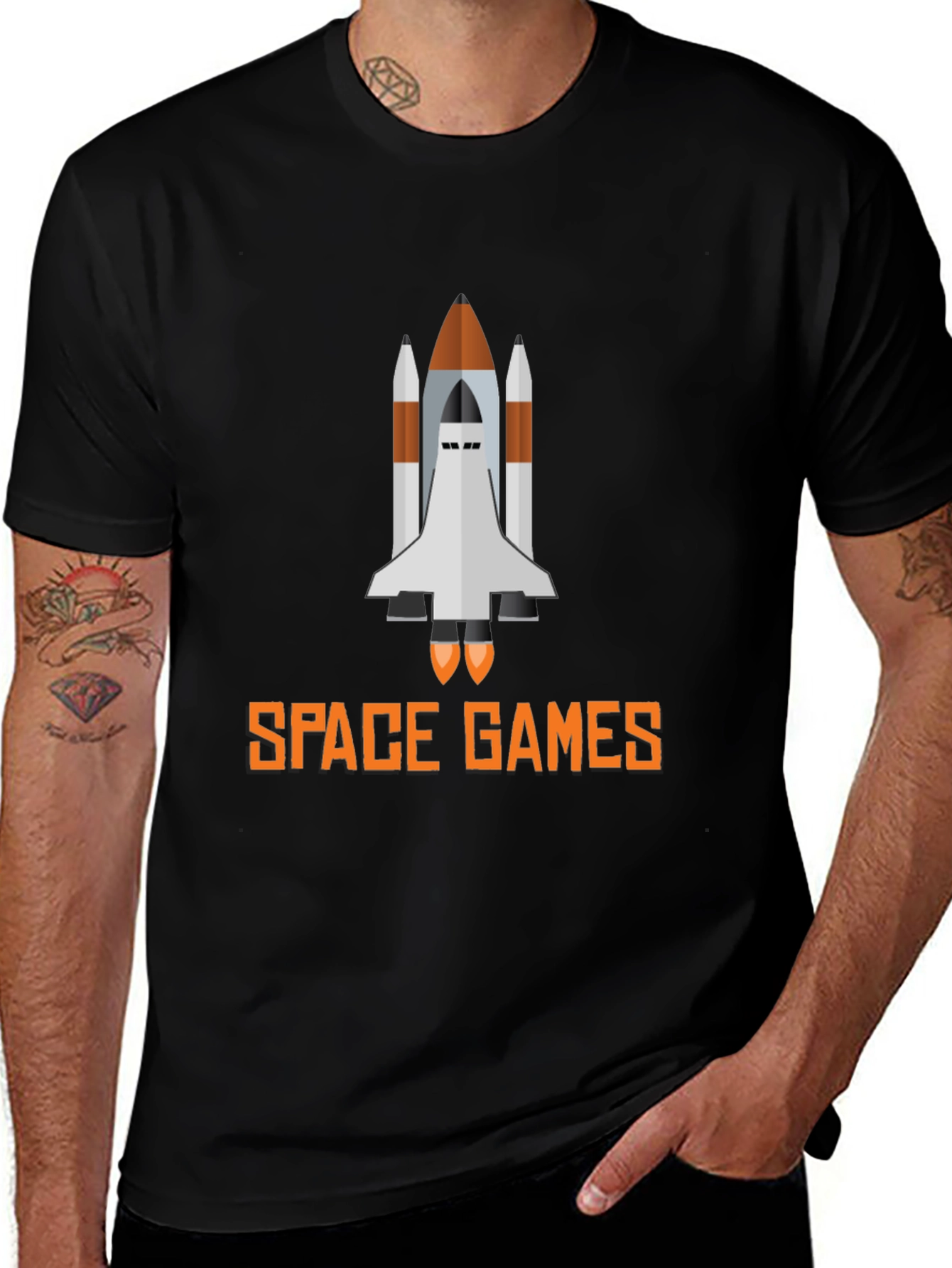 Space Games Graphic Tee - Black Casual T-Shirt