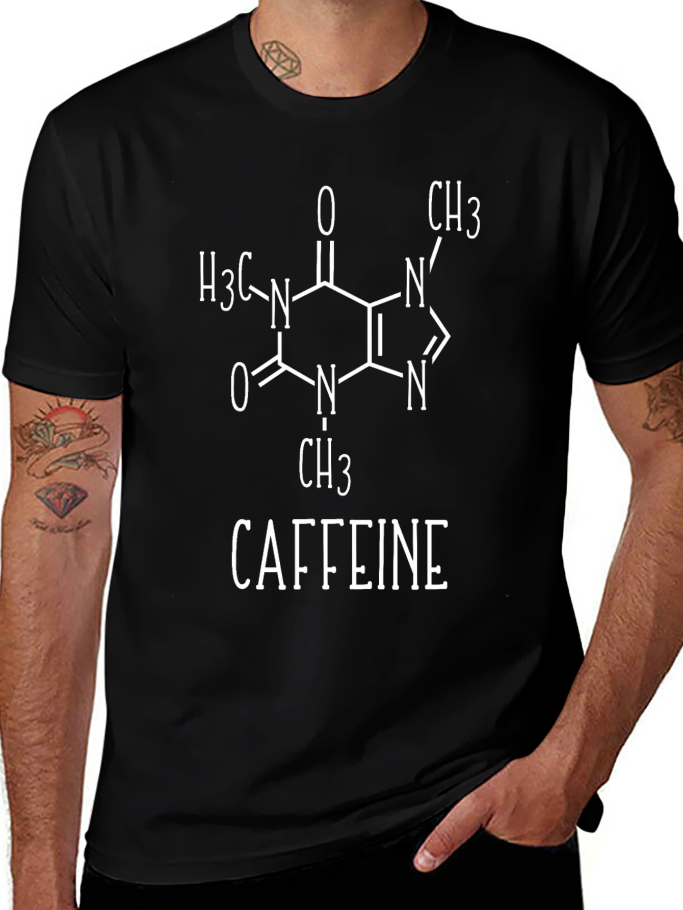Caffeine Molecule T-Shirt - Science Geek Style